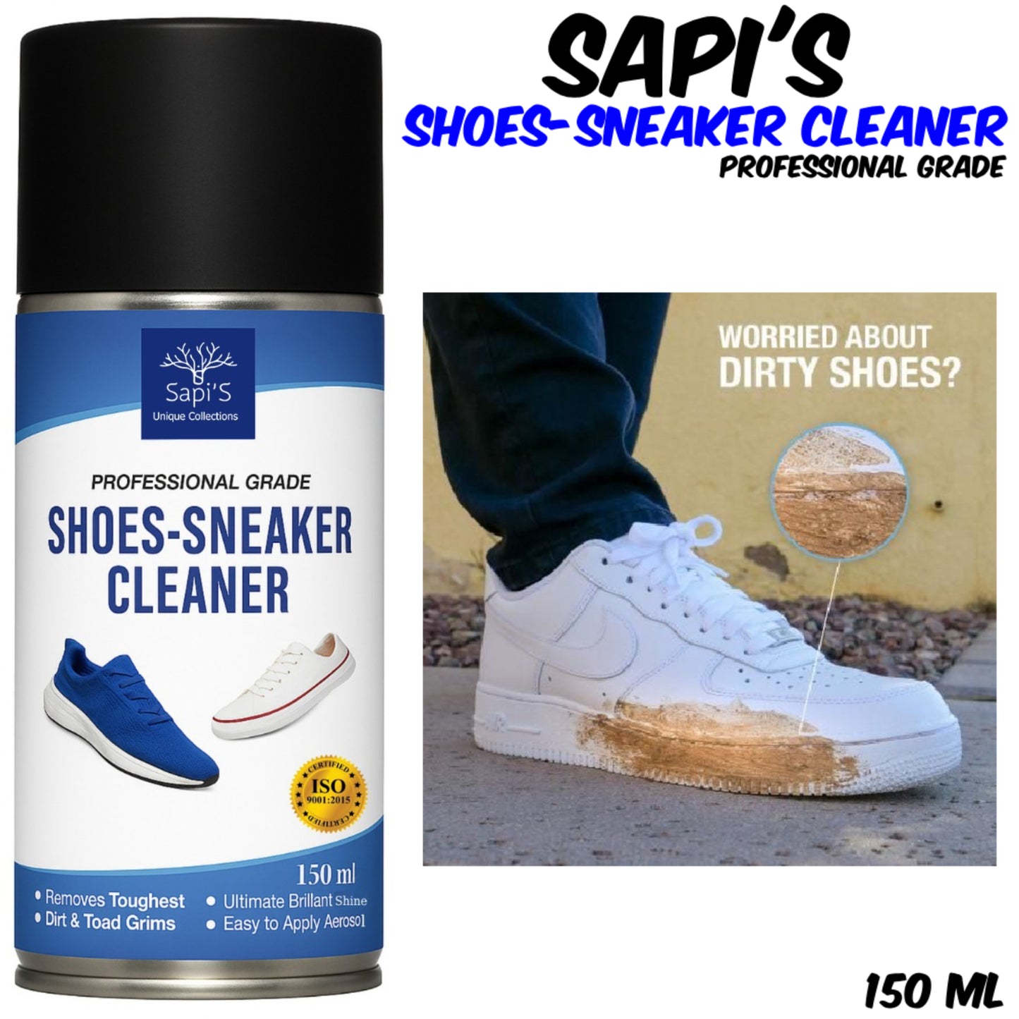 Sapi'S Shoe Cleaner, Sneaker Cleaner Spray 150 ml