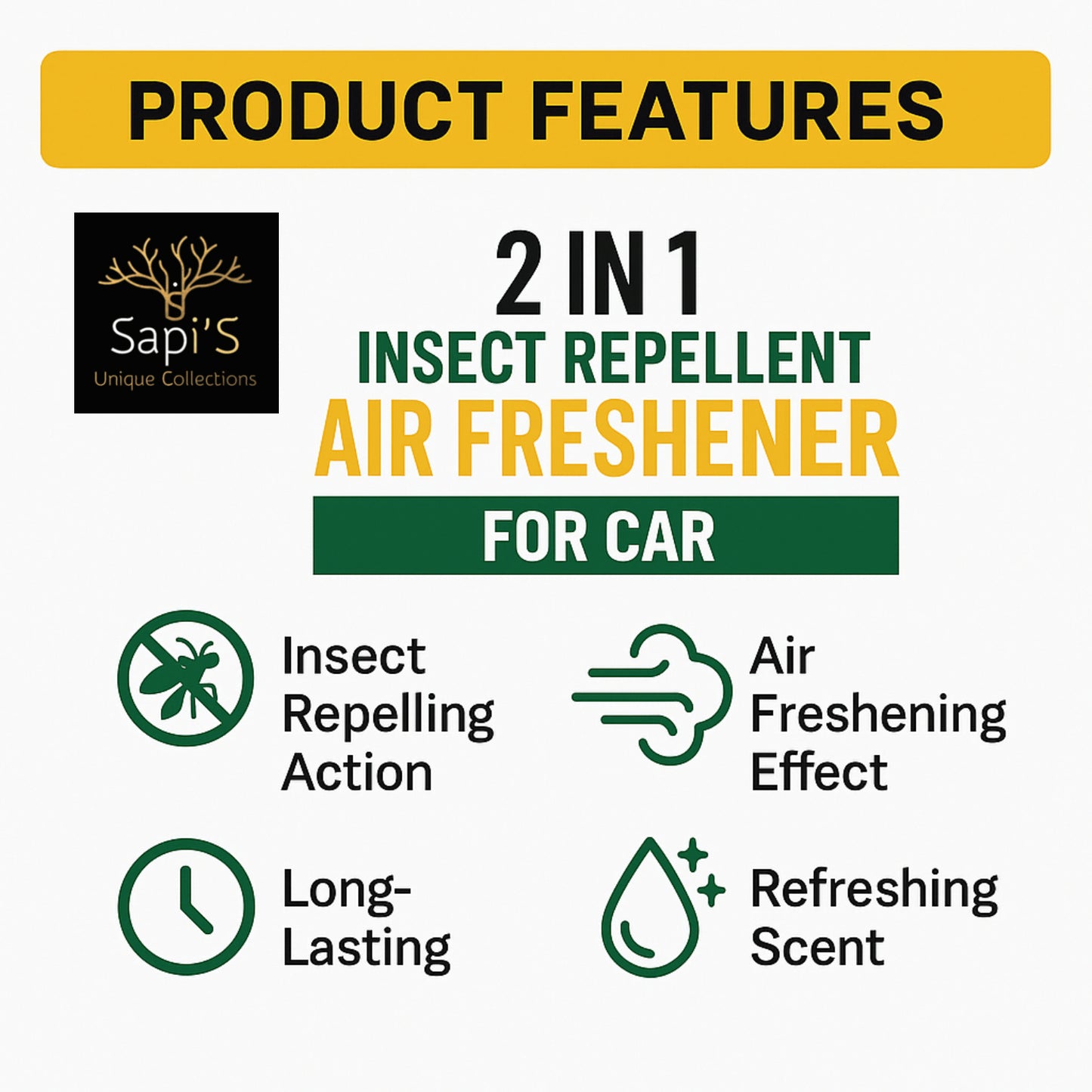 Sapi'S 2in1 Inscect Repellent Spray Air Freshner for Car 200ml