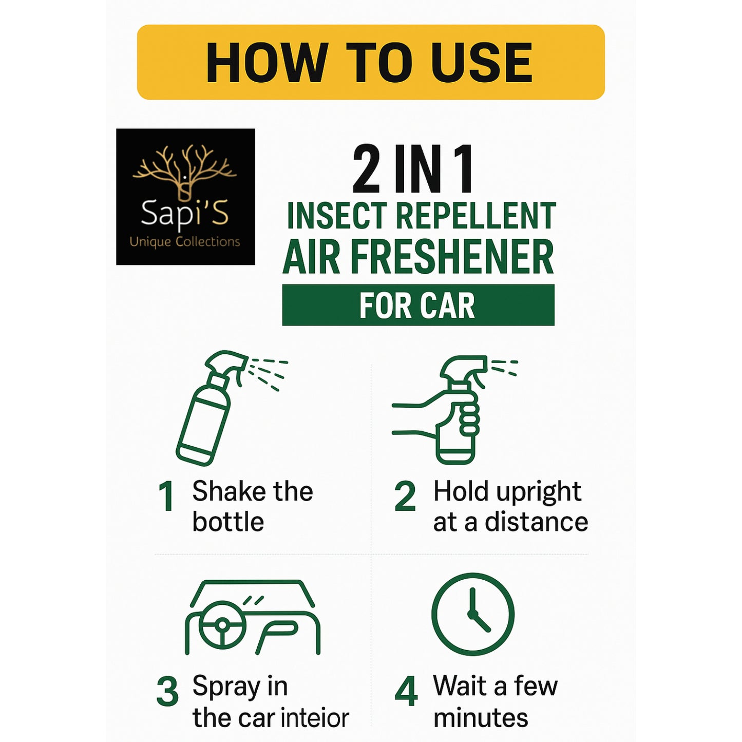 Sapi'S 2in1 Inscect Repellent Spray Air Freshner for Car 200ml