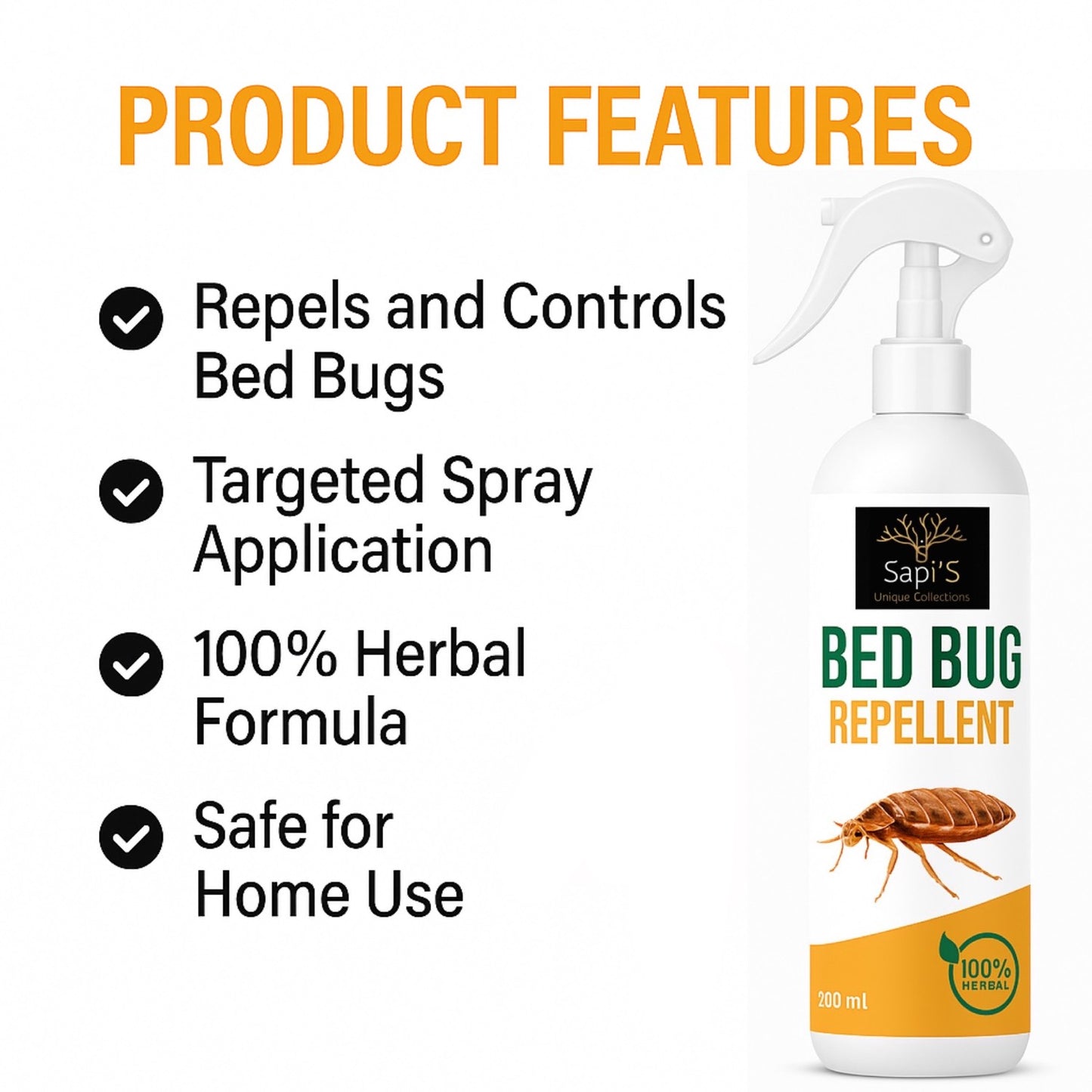 Sapi'S Bed Bug Repellent Spray 200 ml Pack 1