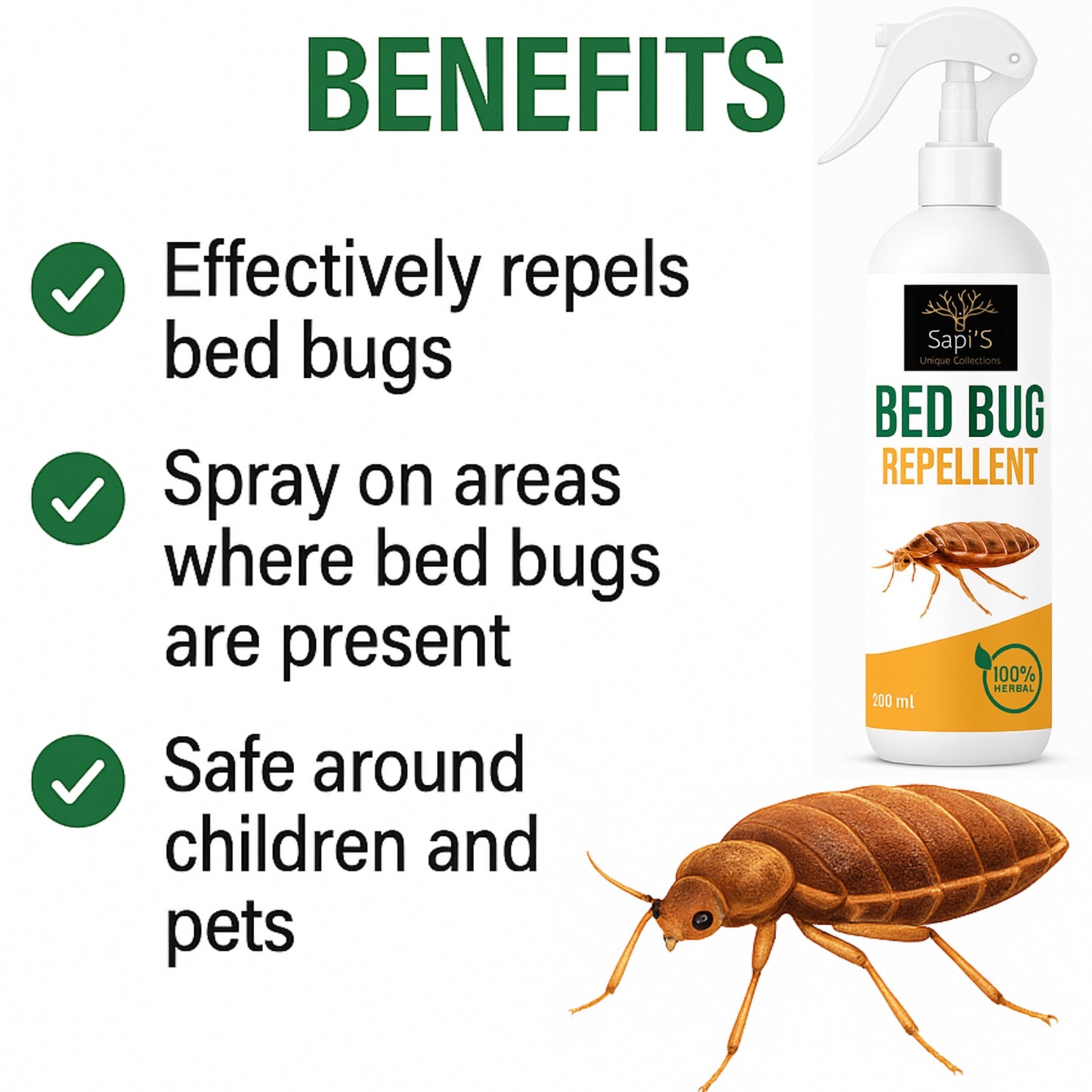 Sapi'S Bed Bug Repellent Spray 200 ml Pack 1