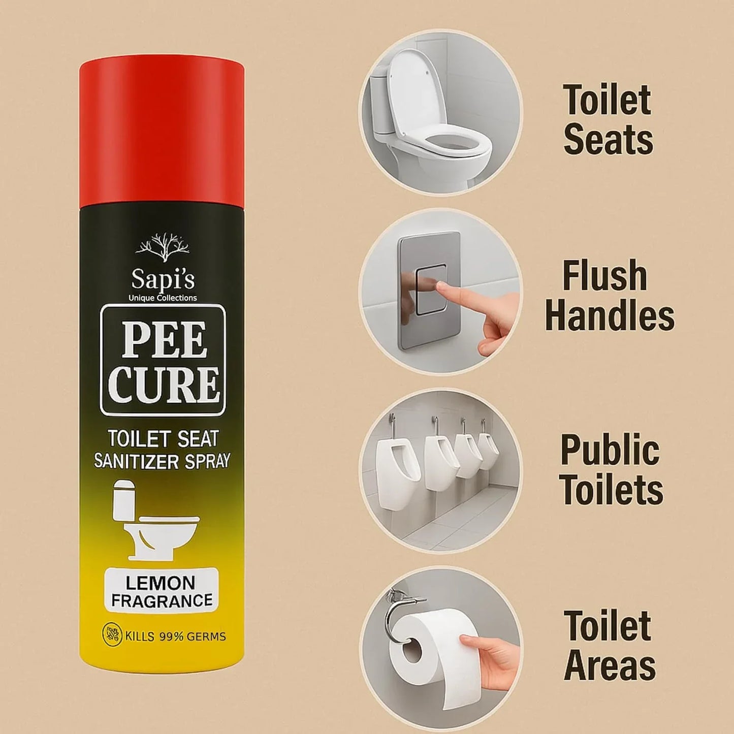 Sapi'S Toilet Seat Sanitizer Spray, 100 Ml, Pack of 1 - Sapi'S Crafterina