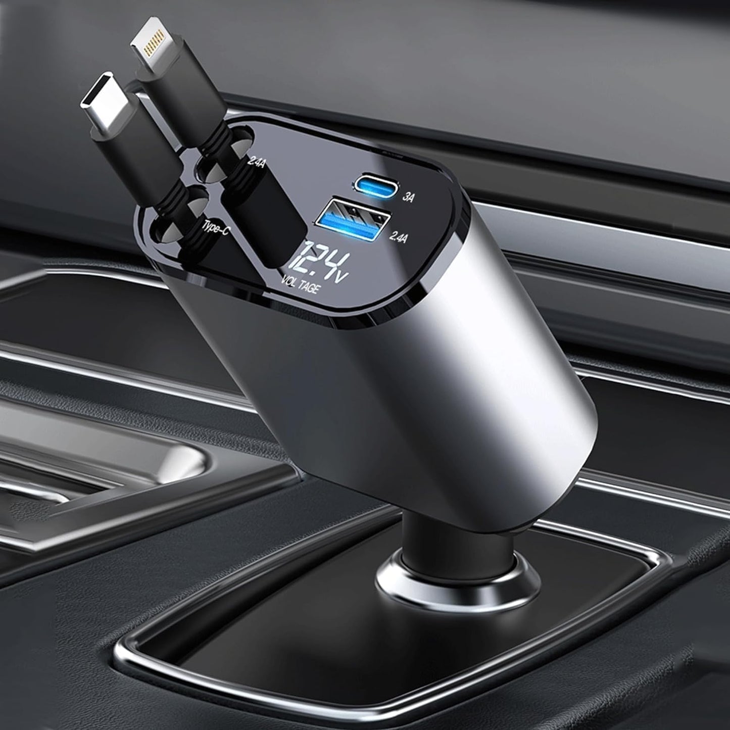 Gazotronics Car Fast Charger 4 in 1, 120 Watt, With Screen (Pack of 1)