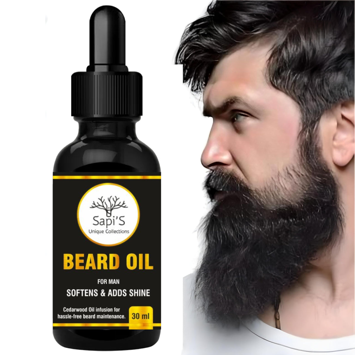 Sapi’S Beard Oil for Men – Cedarwood Infused | Softens, Nourishes & Adds Shine (30ml) - Sapi'S Crafterina
