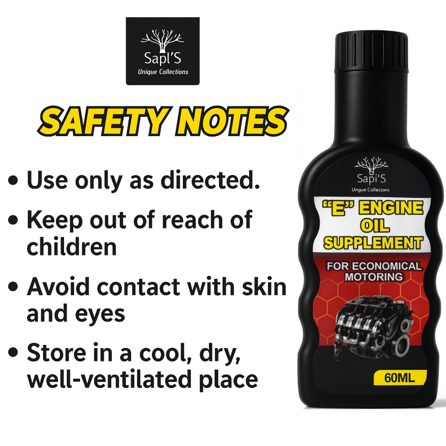 Sapi’S E-Tech Engine Oil Booster – Smooth Drive & Engine Protection (60 ml) - Sapi'S Crafterina