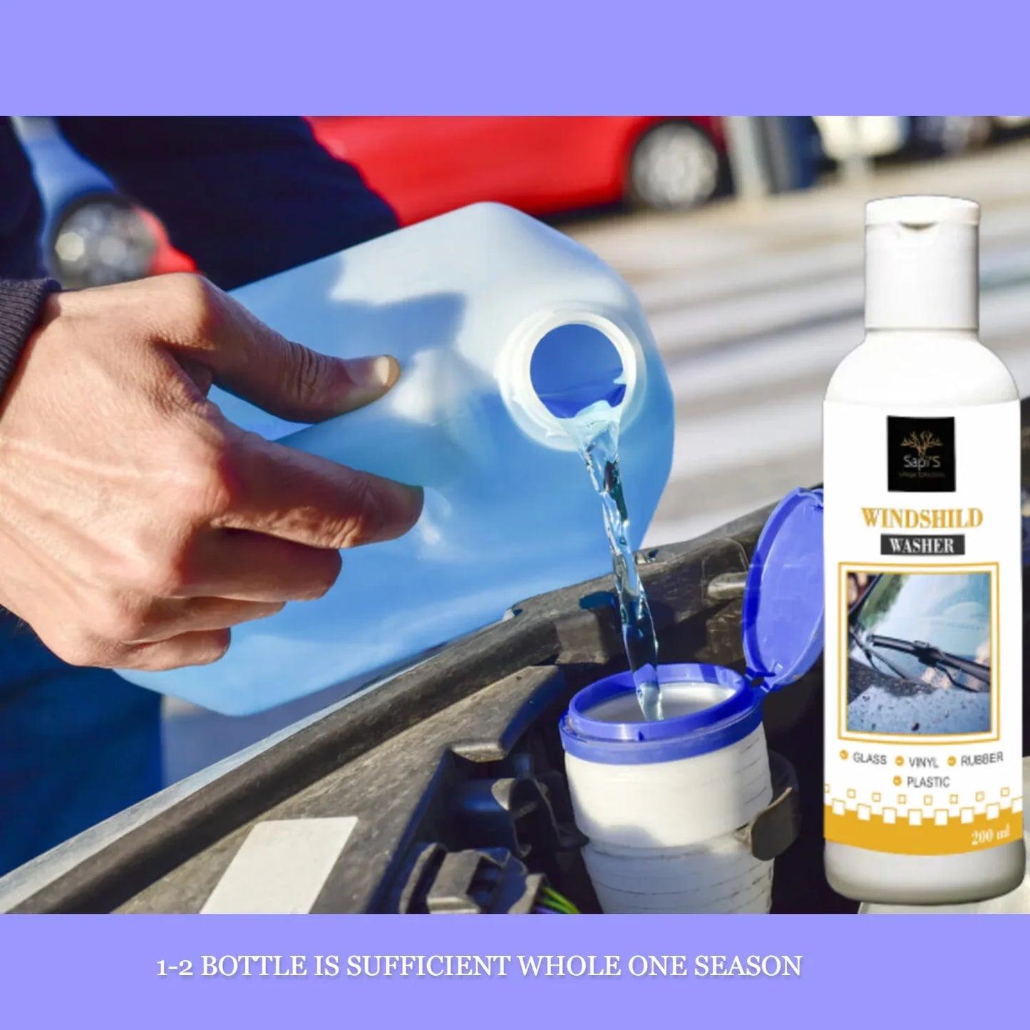 Sapi’S Windshield Washer 200 ml – Streak-Free Glass Cleaner for Cars, Bikes & Home | Safe on Glass, Plastic, Rubber & Vinyl - Sapi'S Crafterina
