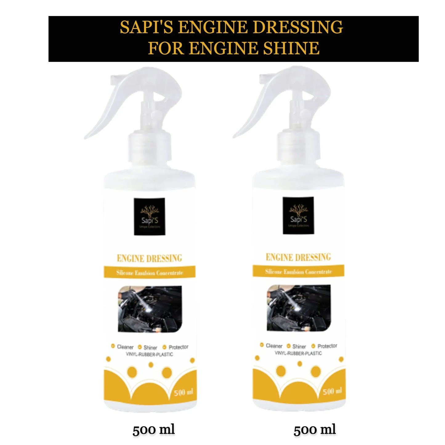 Sapi’S Engine Dressing – 500 ml | High-Gloss Silicone Emulsion for Engine Bay, Vinyl, Rubber & Plastic - Sapi'S Crafterina