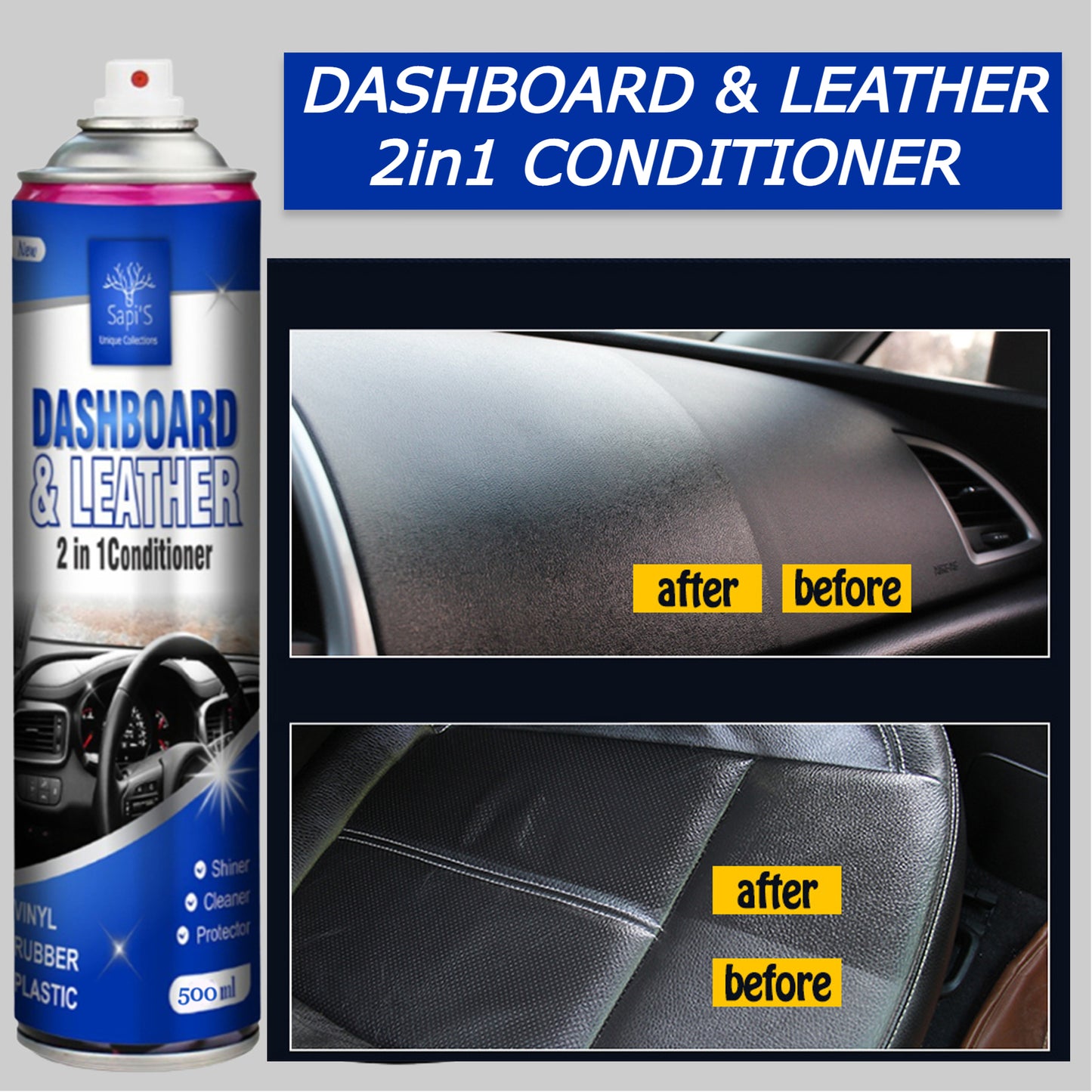 Sapi’S Dashboard & Leather 2-in-1 Conditioner – 500 ml - Sapi'S Crafterina