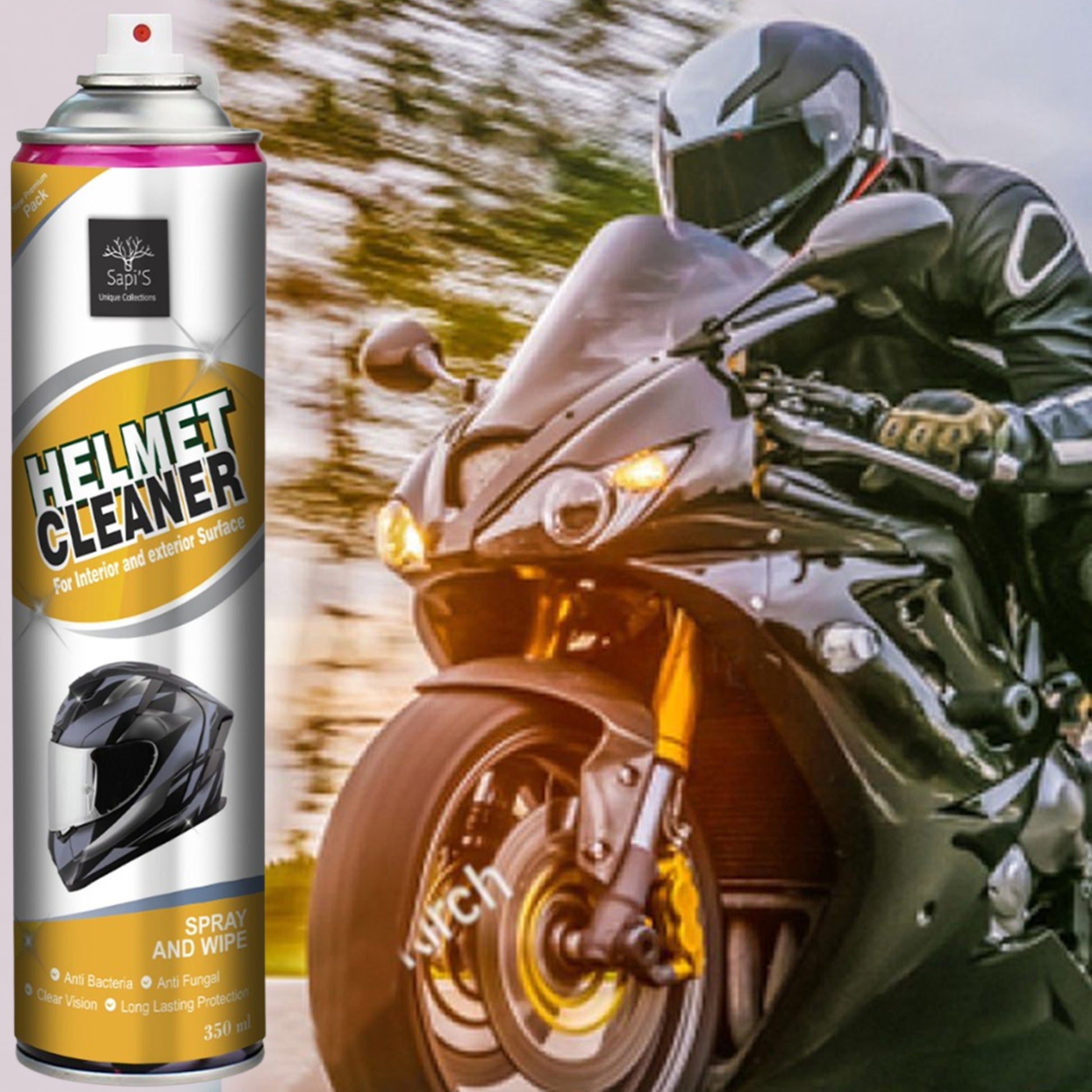 Sapi’s Helmet Cleaner Spray – Anti-Bacterial, Anti-Fungal, Clear Vision Formula | 150ml - Sapi'S Crafterina