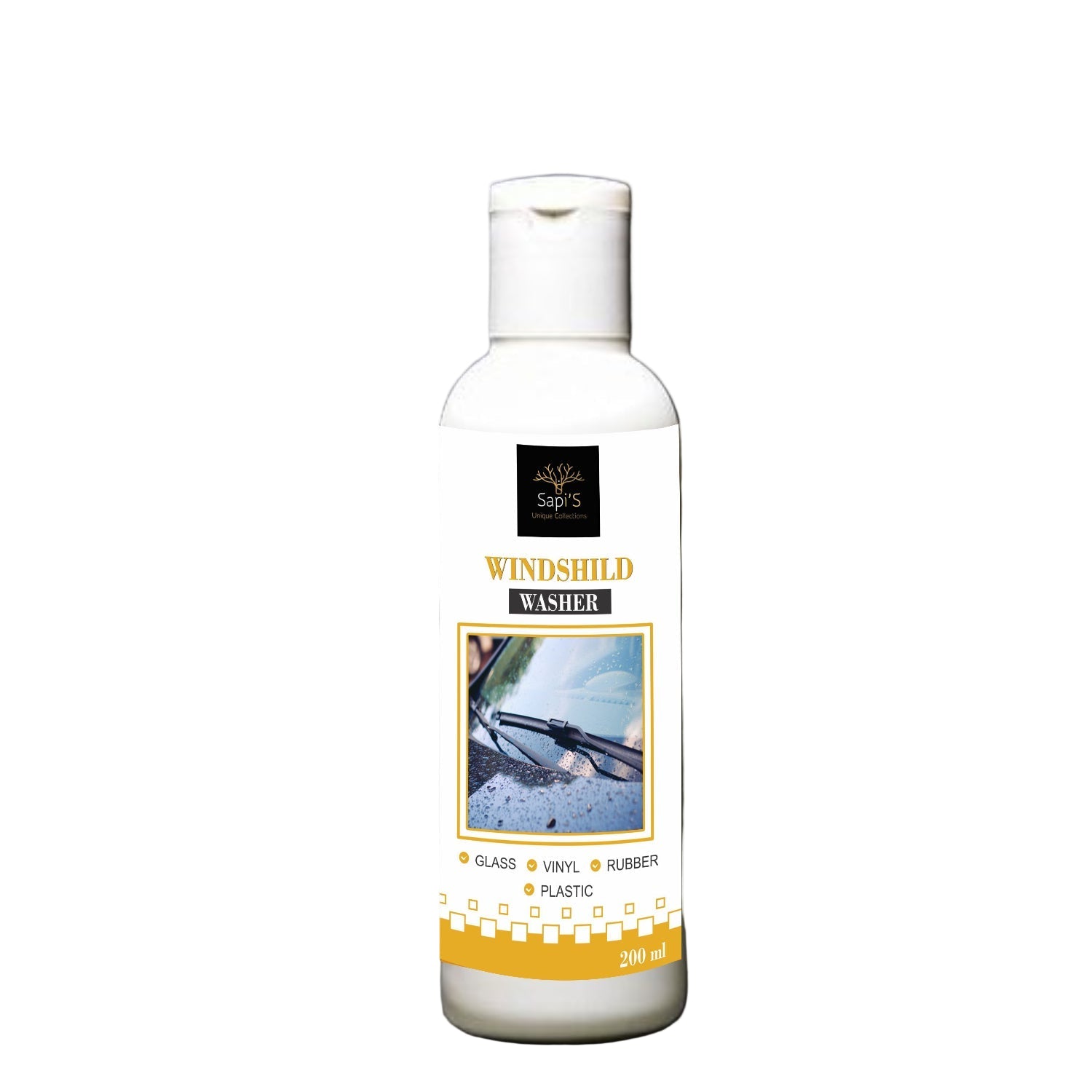 Sapi’S Windshield Washer 200 ml – Streak-Free Glass Cleaner for Cars, Bikes & Home | Safe on Glass, Plastic, Rubber & Vinyl - Sapi'S Crafterina