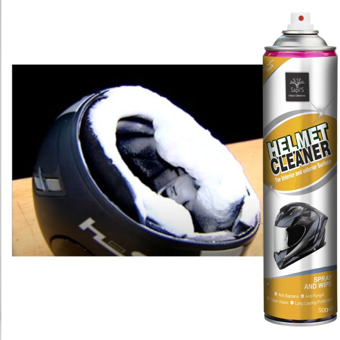 Sapi’s Helmet Cleaner Spray – Anti-Bacterial, Anti-Fungal, Clear Vision Formula | 150ml - Sapi'S Crafterina