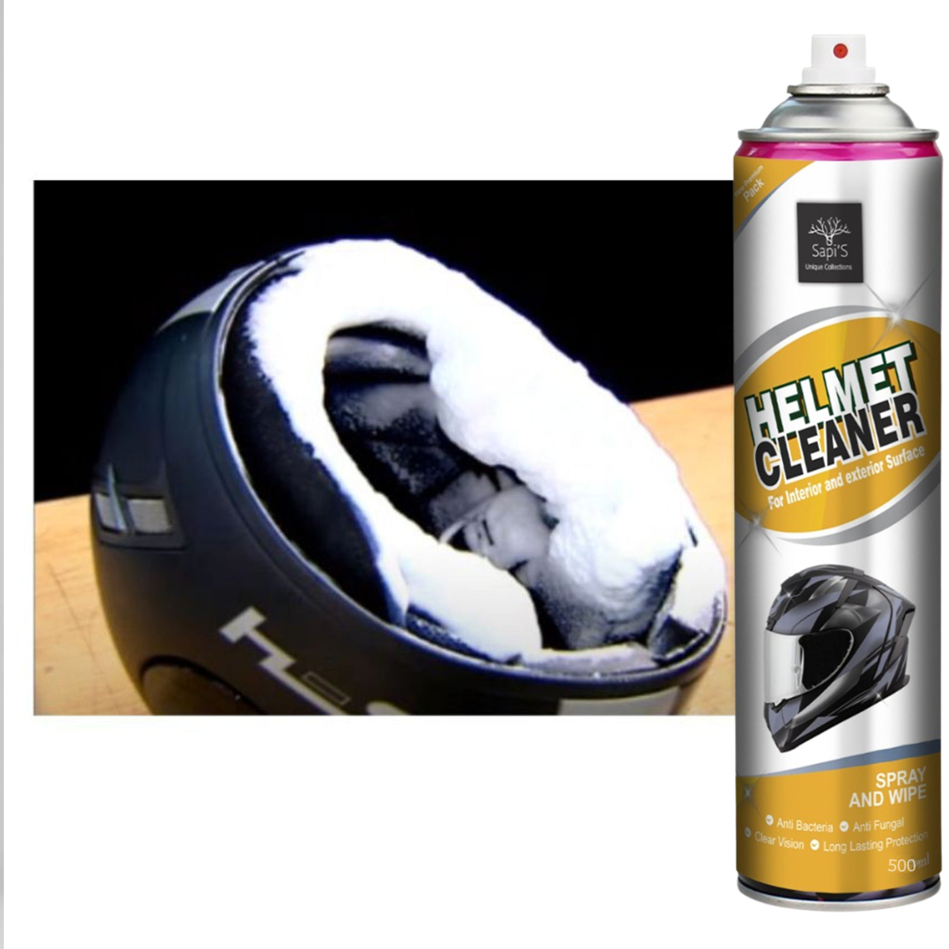 Sapi’s Helmet Cleaner Spray – Anti-Bacterial, Anti-Fungal, Clear Vision Formula | 150ml - Sapi'S Crafterina