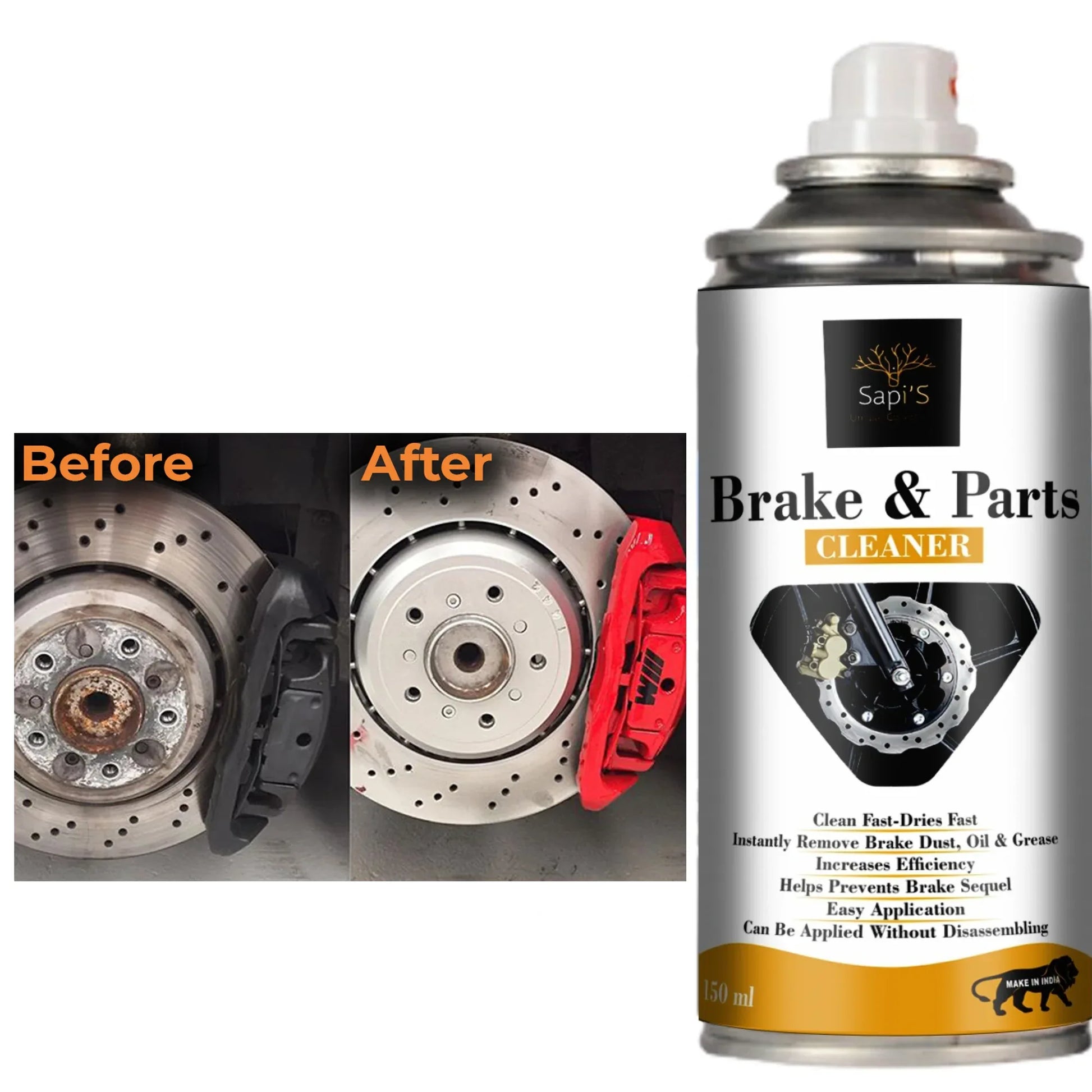 Sapi’s Brake Parts Cleaner Spray – 150 ml | Fast-Acting Degreaser & Oil Remover - Sapi'S Crafterina