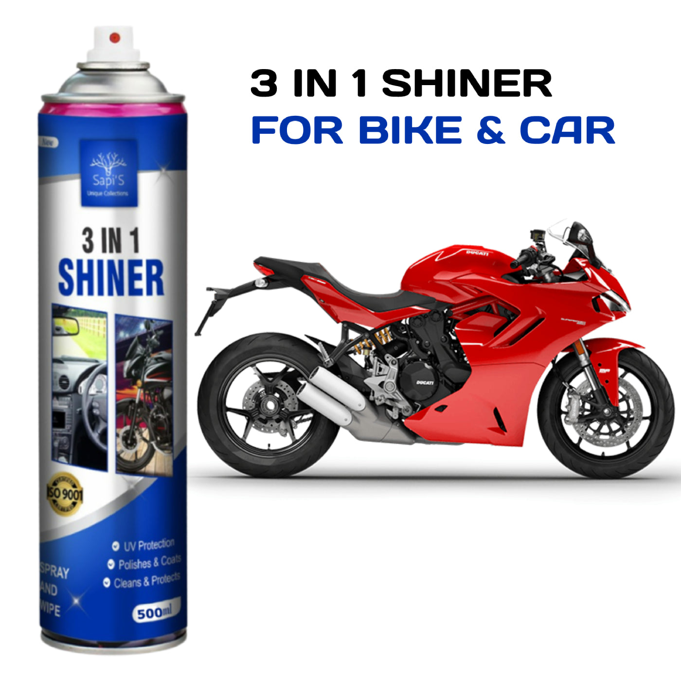 Sapi’s 3-in-1 Shiner – 500ml | Clean, Shine & Protect Surfaces - Sapi'S Crafterina
