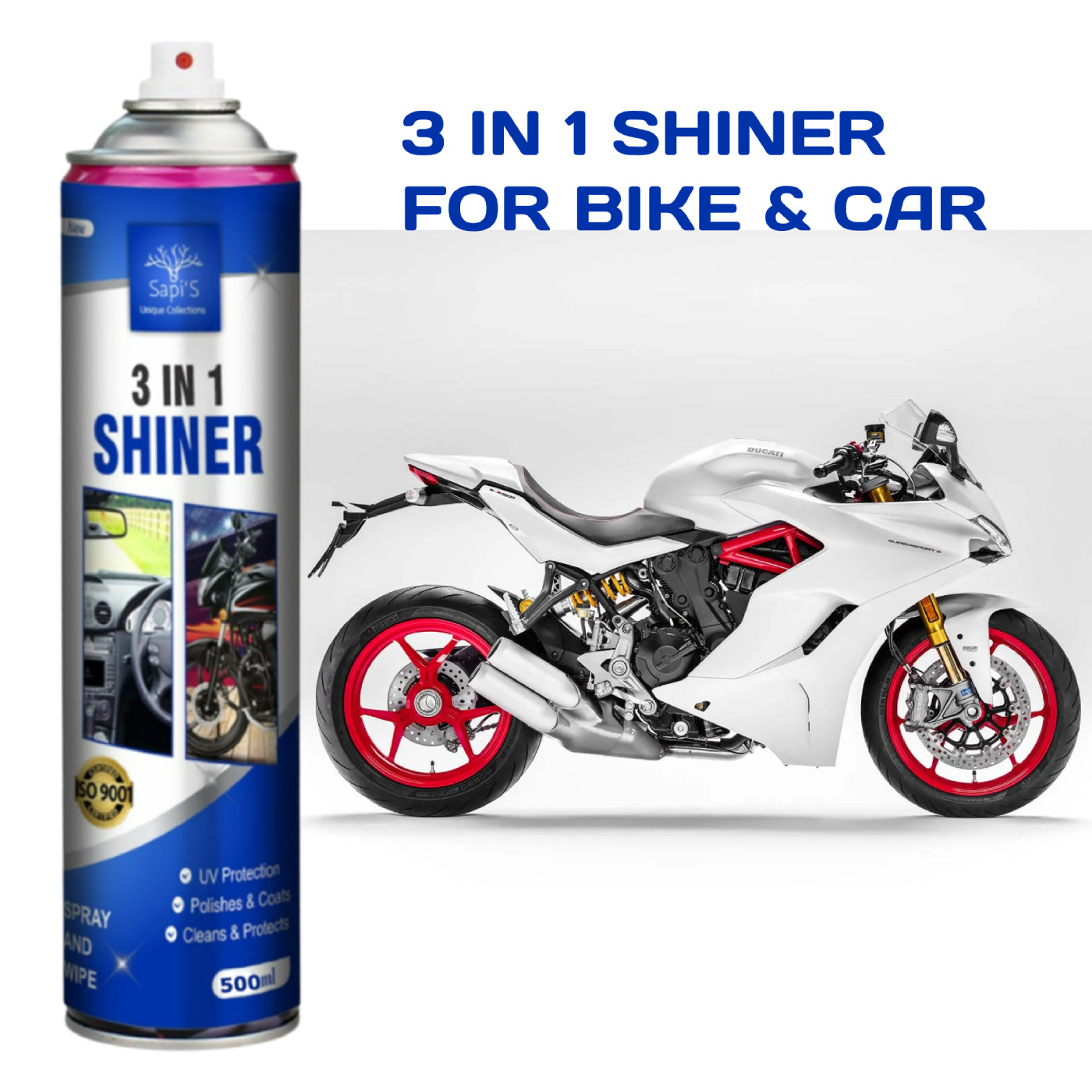 Sapi’s 3-in-1 Shiner – 500ml | Clean, Shine & Protect Surfaces - Sapi'S Crafterina