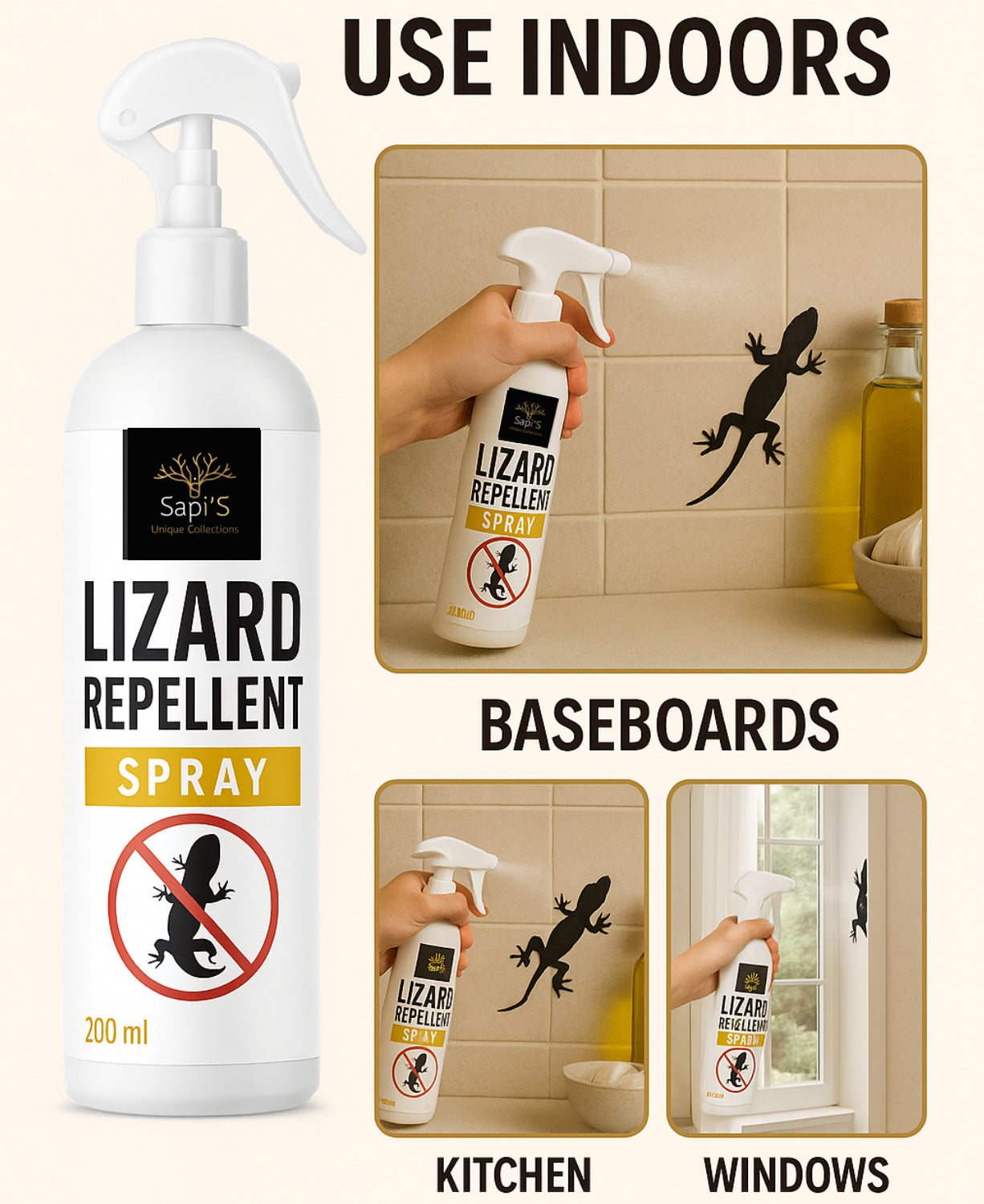 Sapi’S Lizard Repellent Spray, Powerful Lizard Spray 200ml Pack of 1
