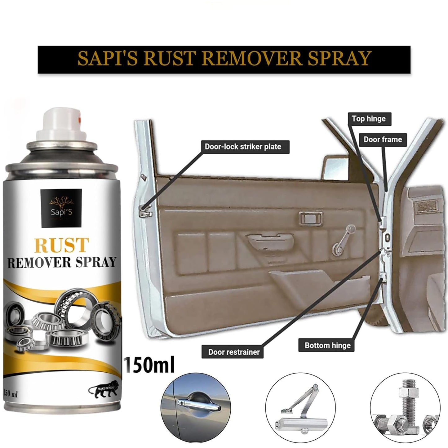 Sapi’S Rust Remover Spray – Fast-Acting Rust Cleaner & Lubricant | 150 ml - Sapi'S Crafterina