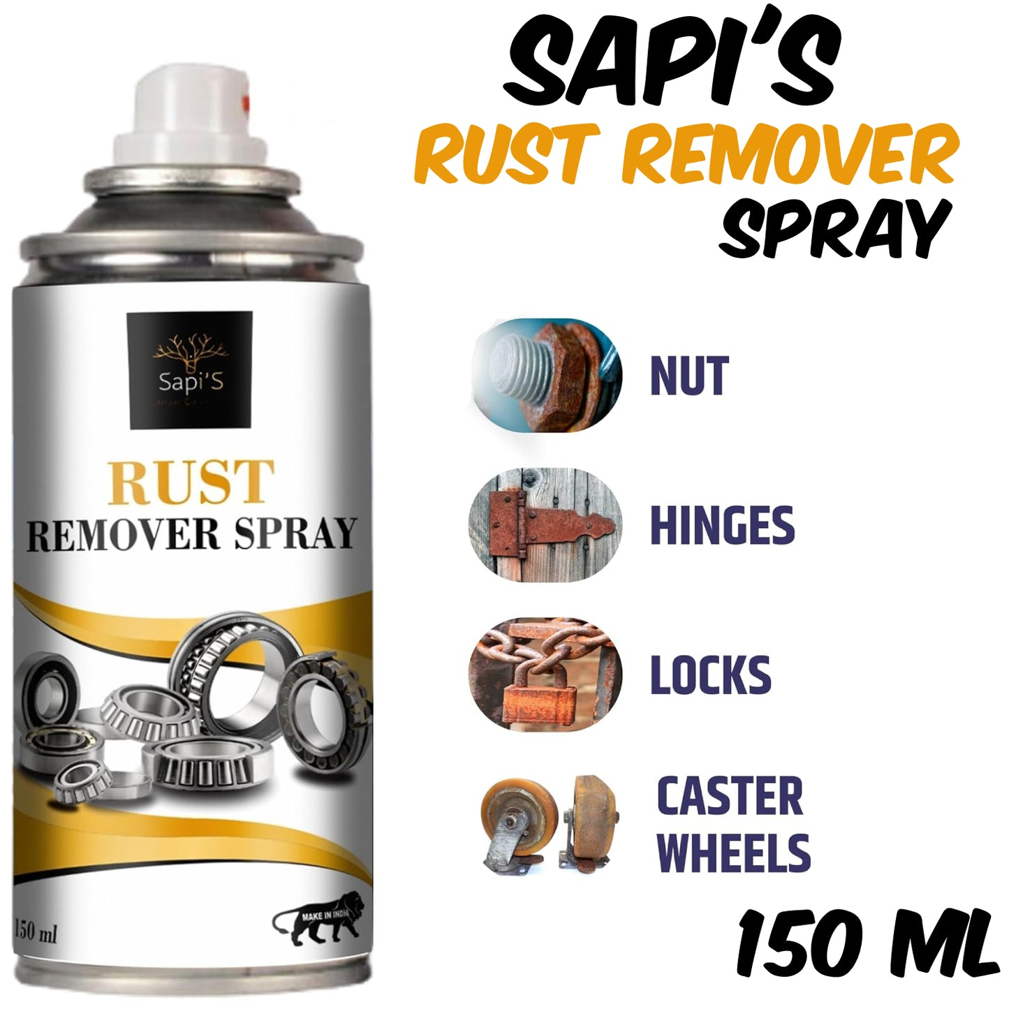 Sapi’S Rust Remover Spray – Fast-Acting Rust Cleaner & Lubricant | 150 ml - Sapi'S Crafterina
