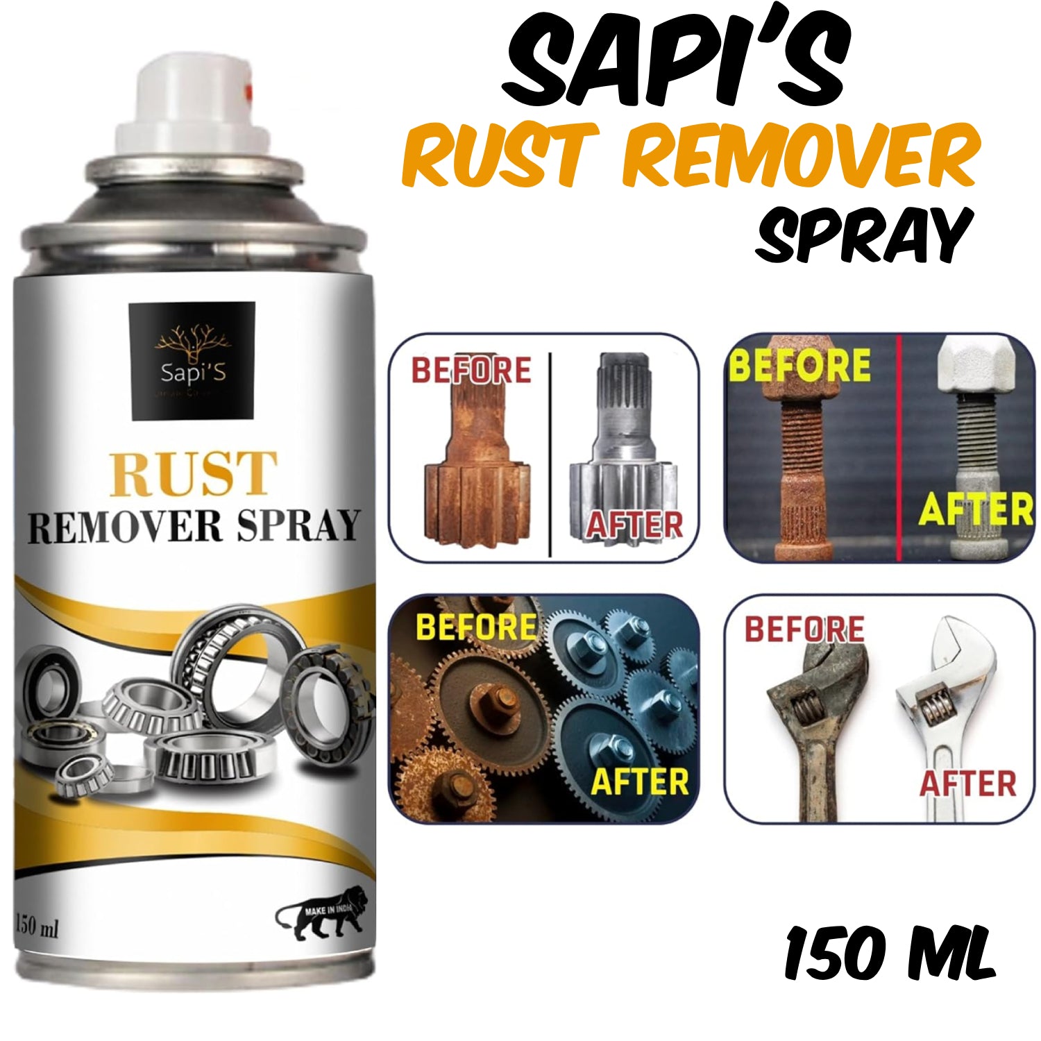 Sapi’S Rust Remover Spray – Fast-Acting Rust Cleaner & Lubricant | 150 ml - Sapi'S Crafterina