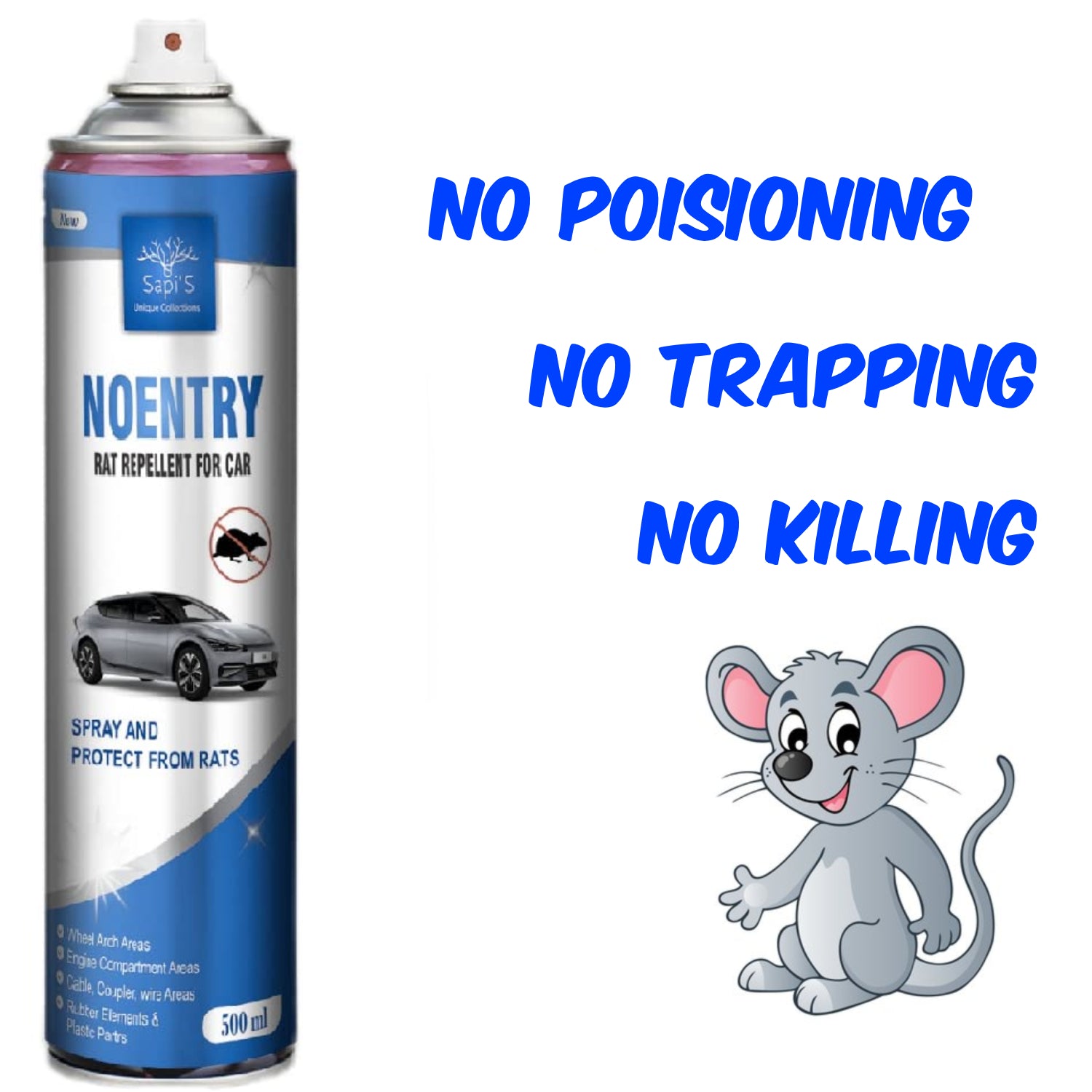 Sapi’S No Entry – Rat Repellent Spray for Car | Protect Engine & Wires | 500 ml - Sapi'S Crafterina