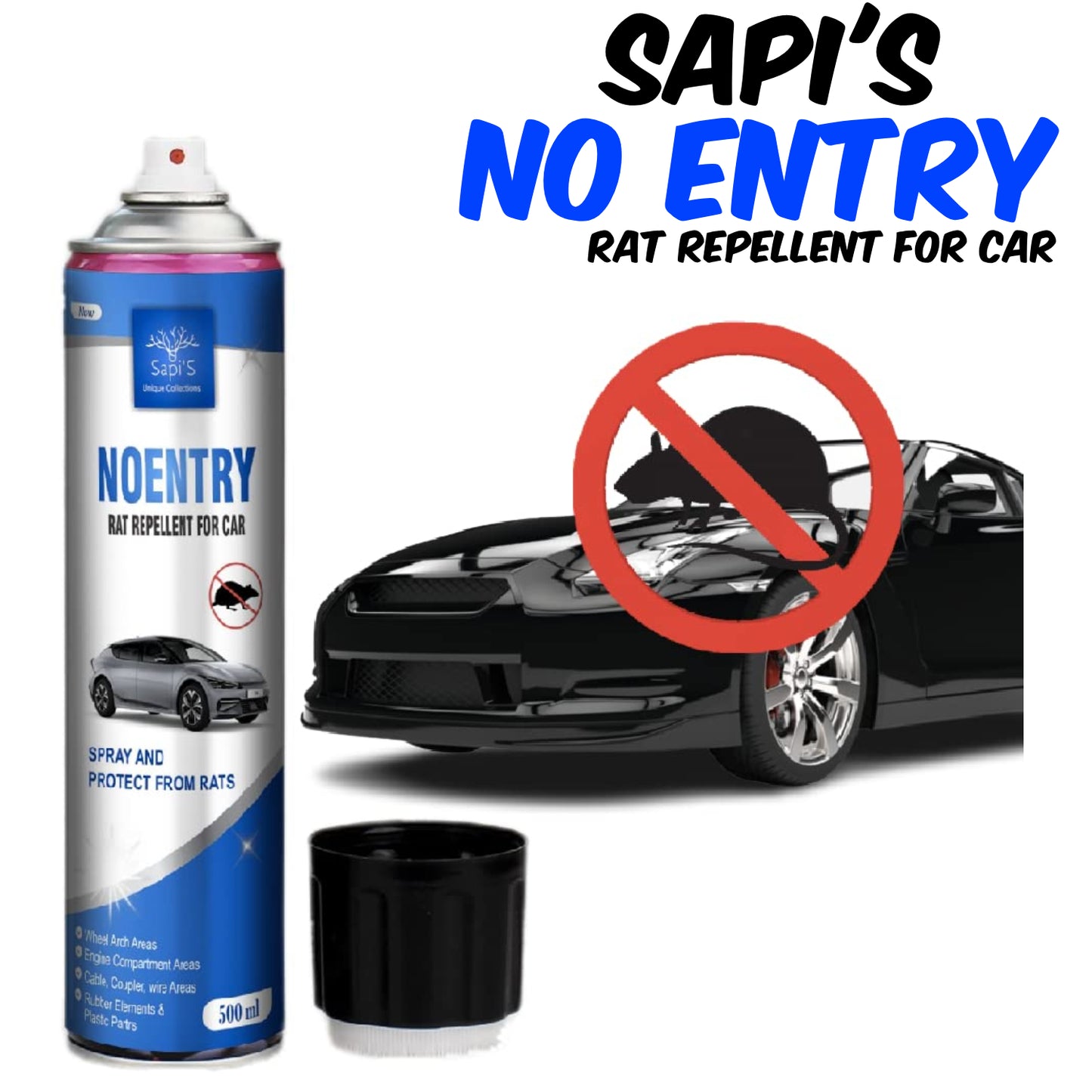 Sapi’S No Entry – Rat Repellent Spray for Car | Protect Engine & Wires | 500 ml - Sapi'S Crafterina