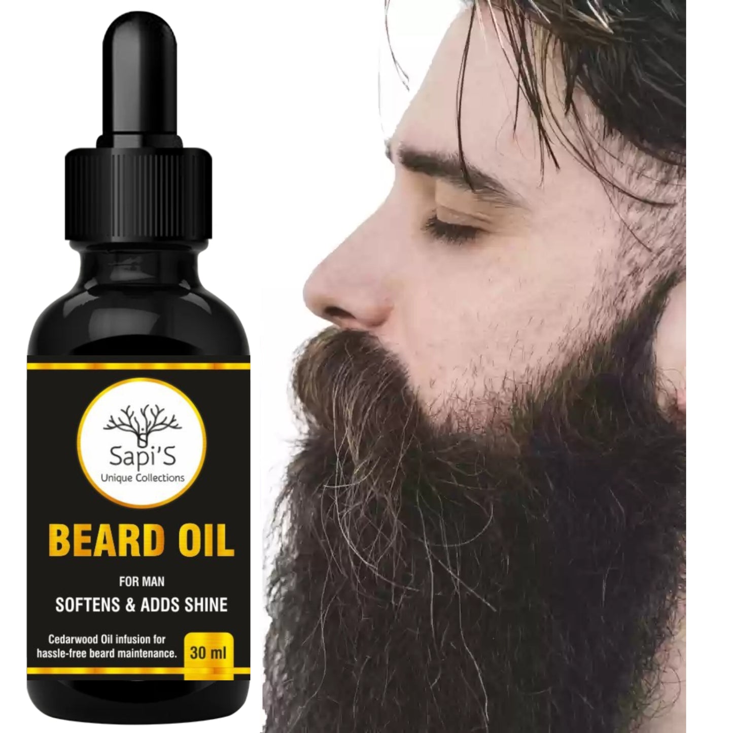 Sapi’S Beard Oil for Men – Cedarwood Infused | Softens, Nourishes & Adds Shine (30ml) - Sapi'S Crafterina