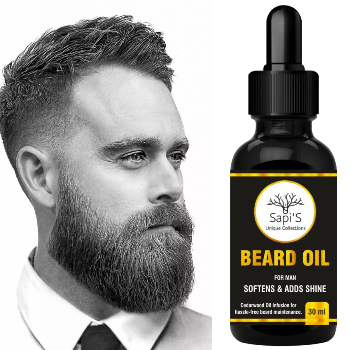 Sapi’S Beard Oil for Men – Cedarwood Infused | Softens, Nourishes & Adds Shine (30ml) - Sapi'S Crafterina