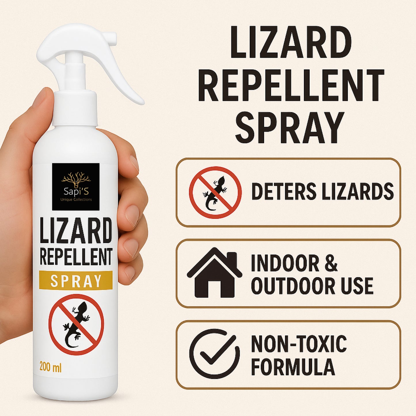Sapi'S Lizard Repellent Spray – Powerful Herbal Pest Control (200ml) - Sapi'S Crafterina