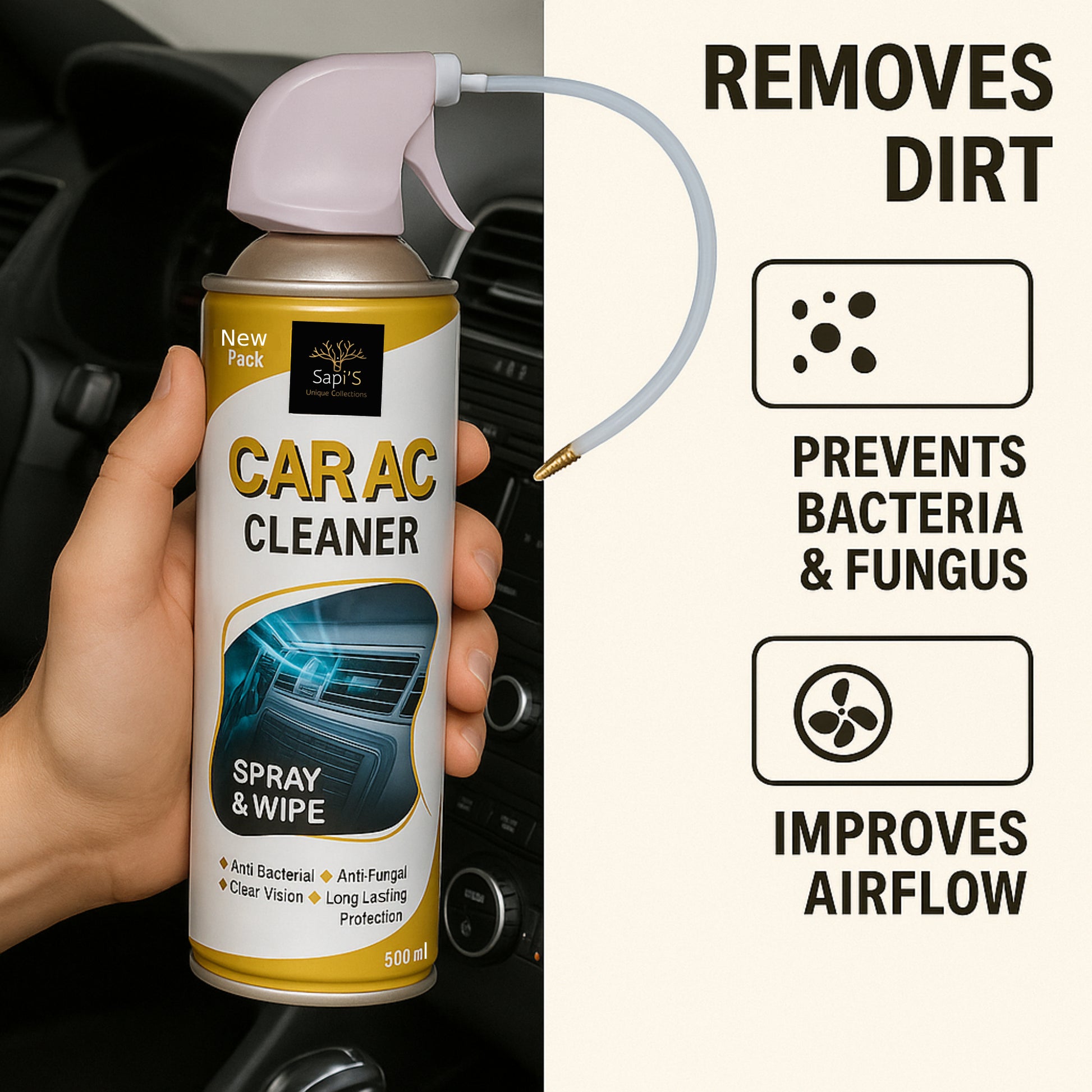 Sapi’s Car AC Cleaner – 500ml | Freshen & Deep Clean Your Car and Home AC - Sapi'S Crafterina