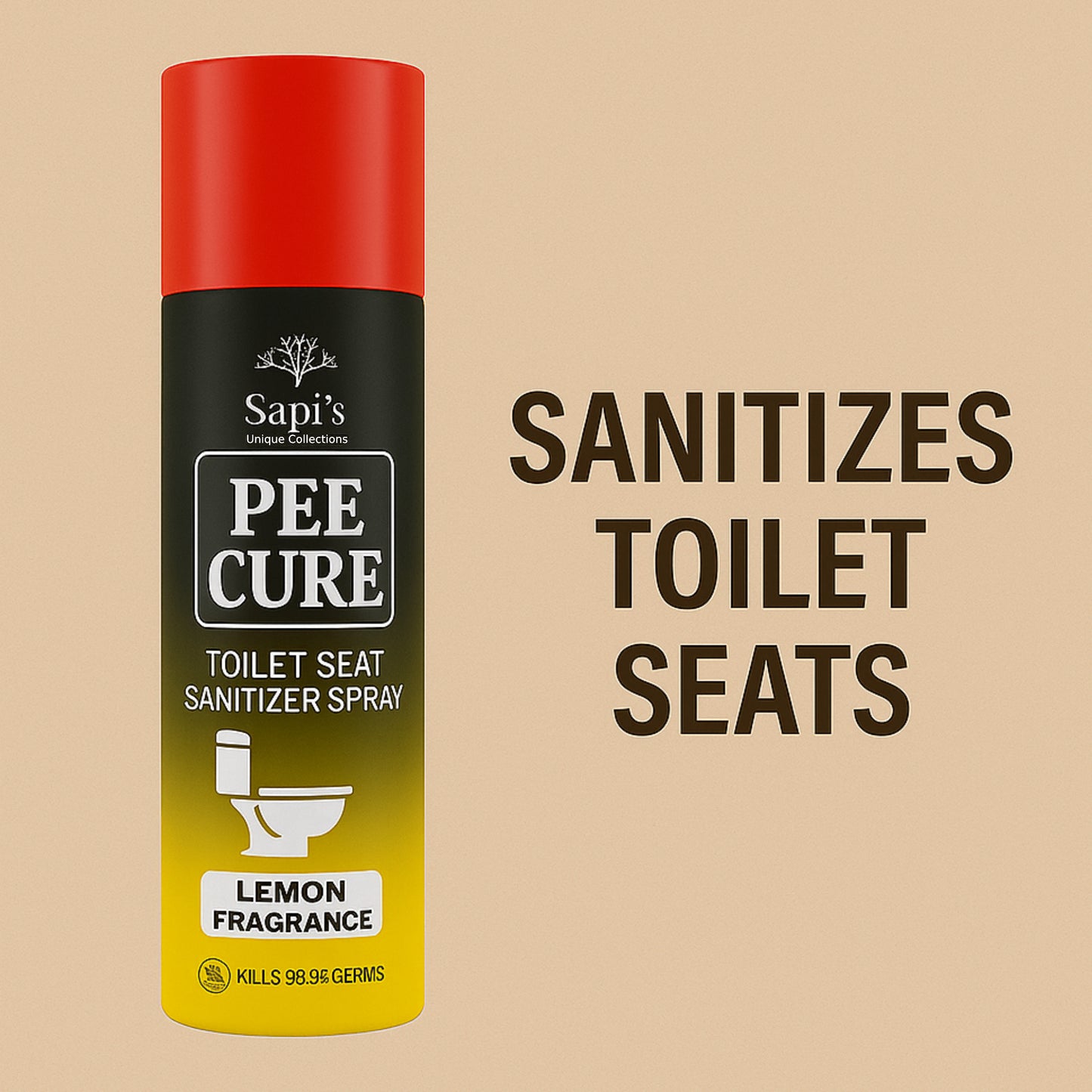 Sapi’S Pee Cure – Toilet Seat Sanitizer Spray | Lemon Fragrance | Kills 99.9% Germs - Sapi'S Crafterina
