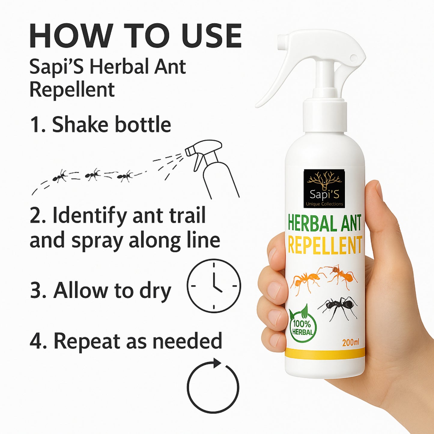 Sapi’s Herbal Ant Repellent – 200ml | Natural & Effective Ant Control - Sapi'S Crafterina