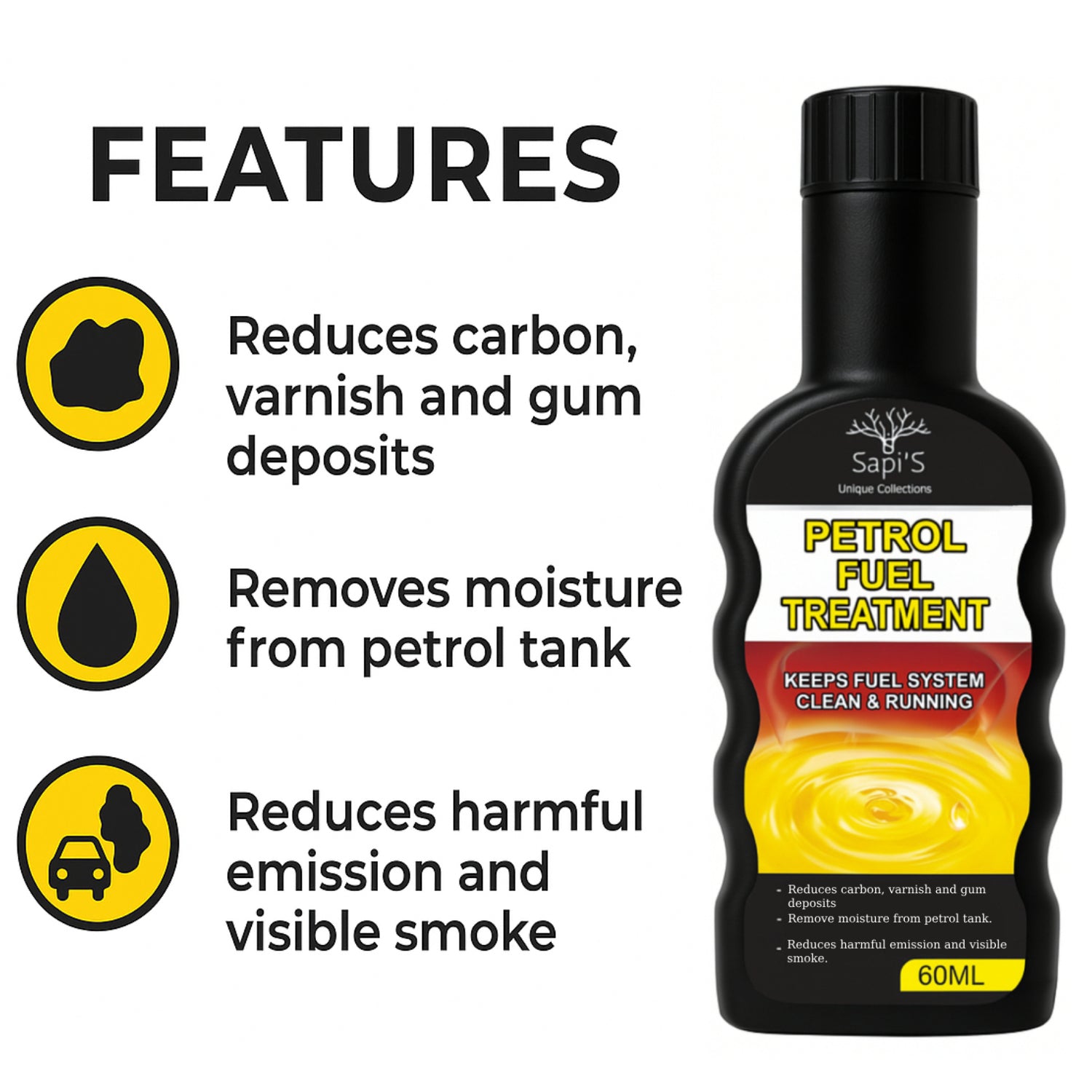 Sapi’S Petrol Fuel Treatment – Engine Cleaner & Performance Booster (60ml) - Sapi'S Crafterina