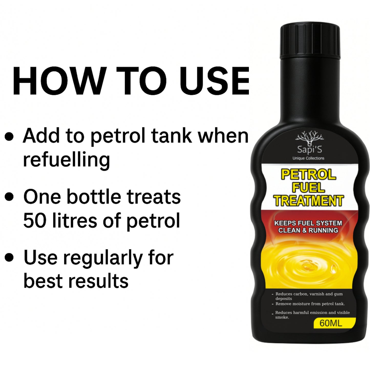 Sapi’S Petrol Fuel Treatment – Engine Cleaner & Performance Booster (60ml) - Sapi'S Crafterina