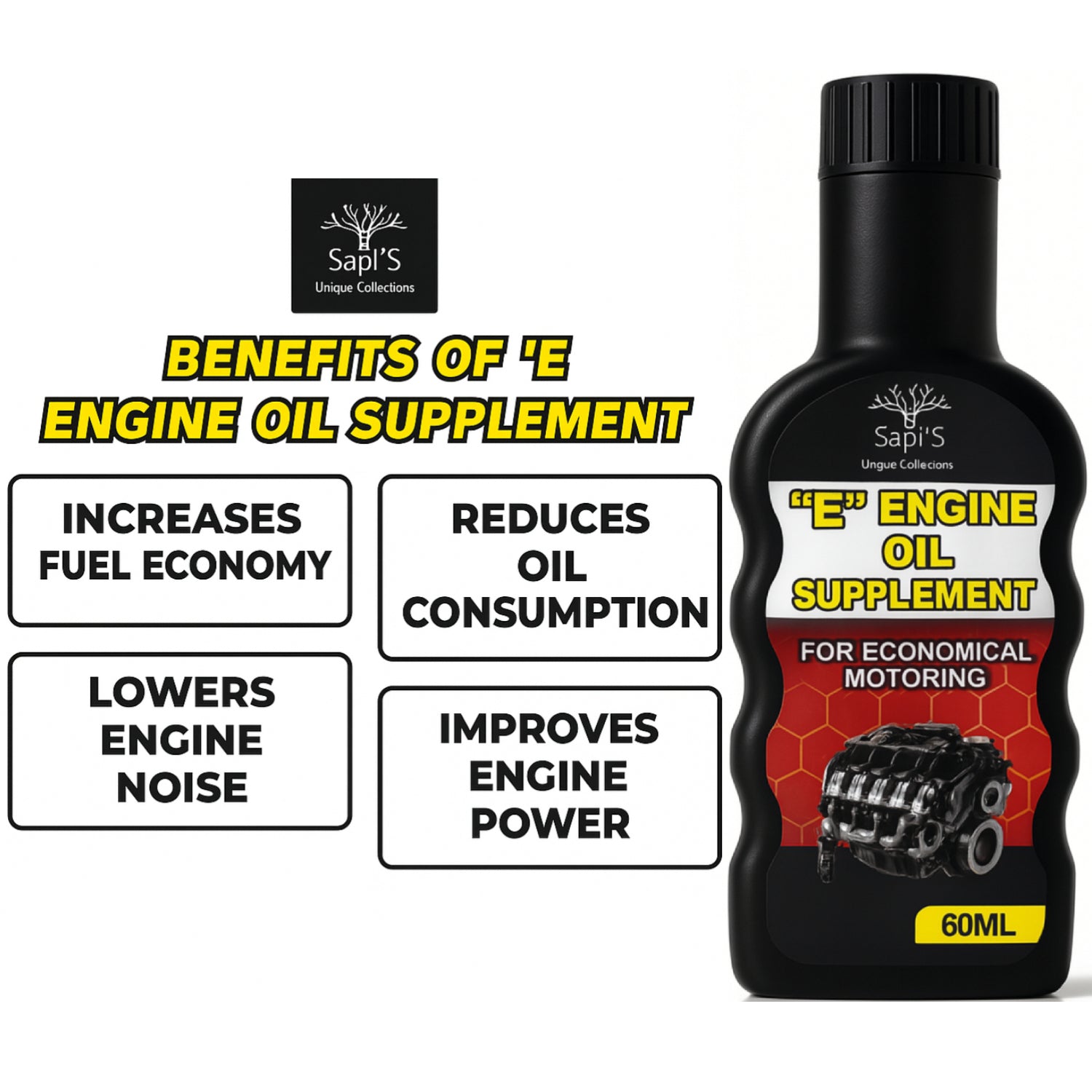 Sapi’S E-Tech Engine Oil Booster – Smooth Drive & Engine Protection (60 ml) - Sapi'S Crafterina