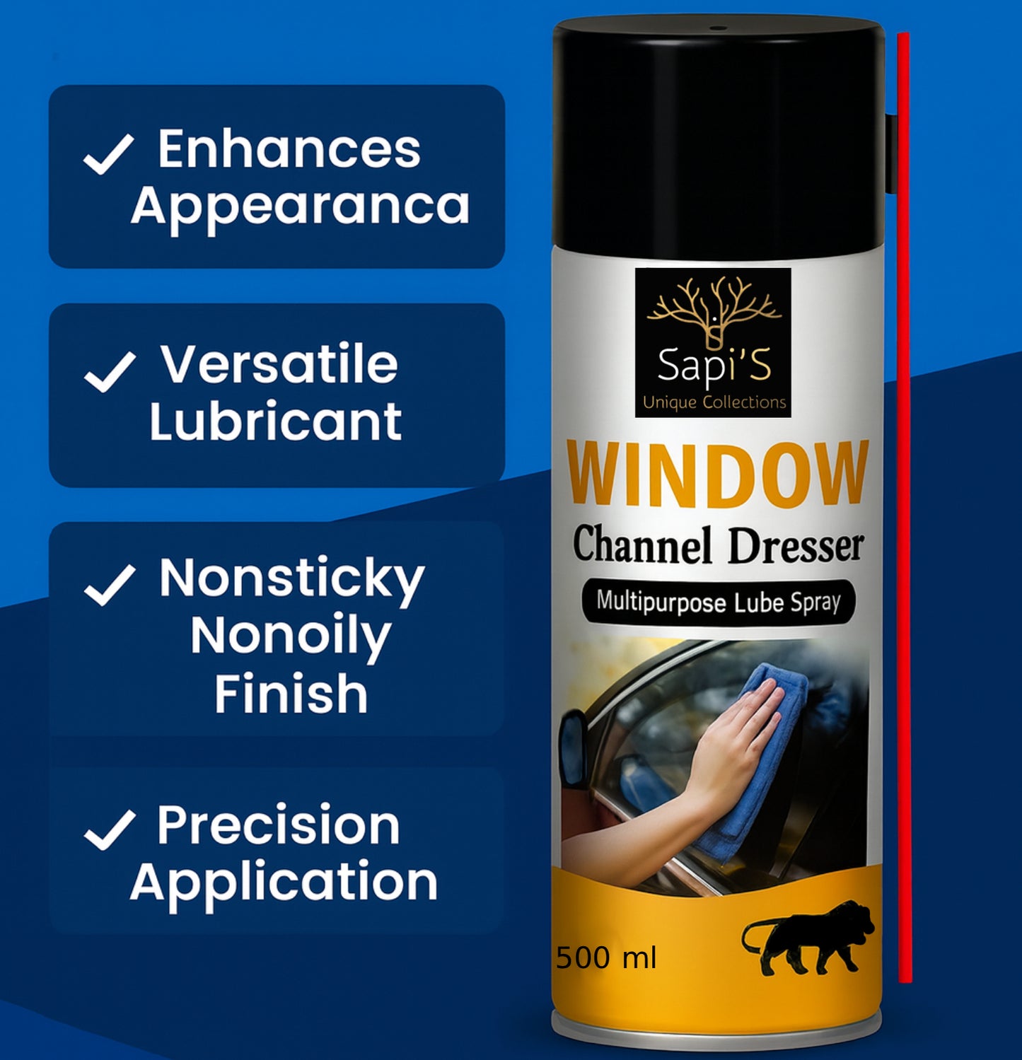 Sapi’S Window Channel Dresser – Multipurpose Lube Spray for Smooth Glass Movement (500 ml) - Sapi'S Crafterina