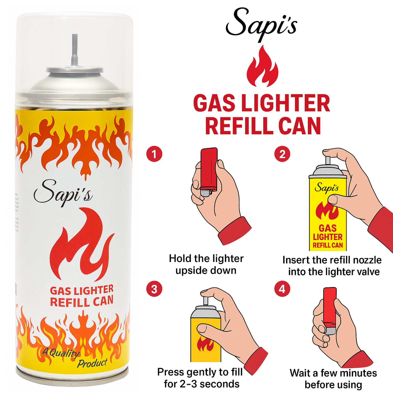Sapi’s Gas Lighter Refill Can – Premium Butane Fuel for Kitchen & Utility Lighters - Sapi'S Crafterina