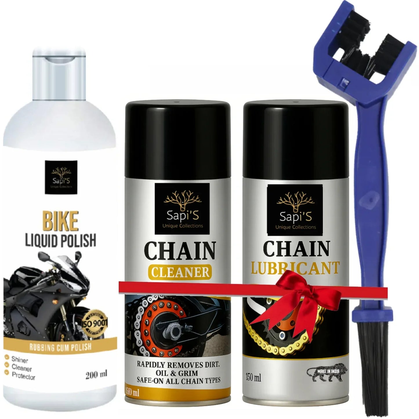 Sapi’s Bike Care Combo | Liquid Cleaner, Chain Cleaner, Chain Lube, Brush & Sponge - Sapi'S Crafterina