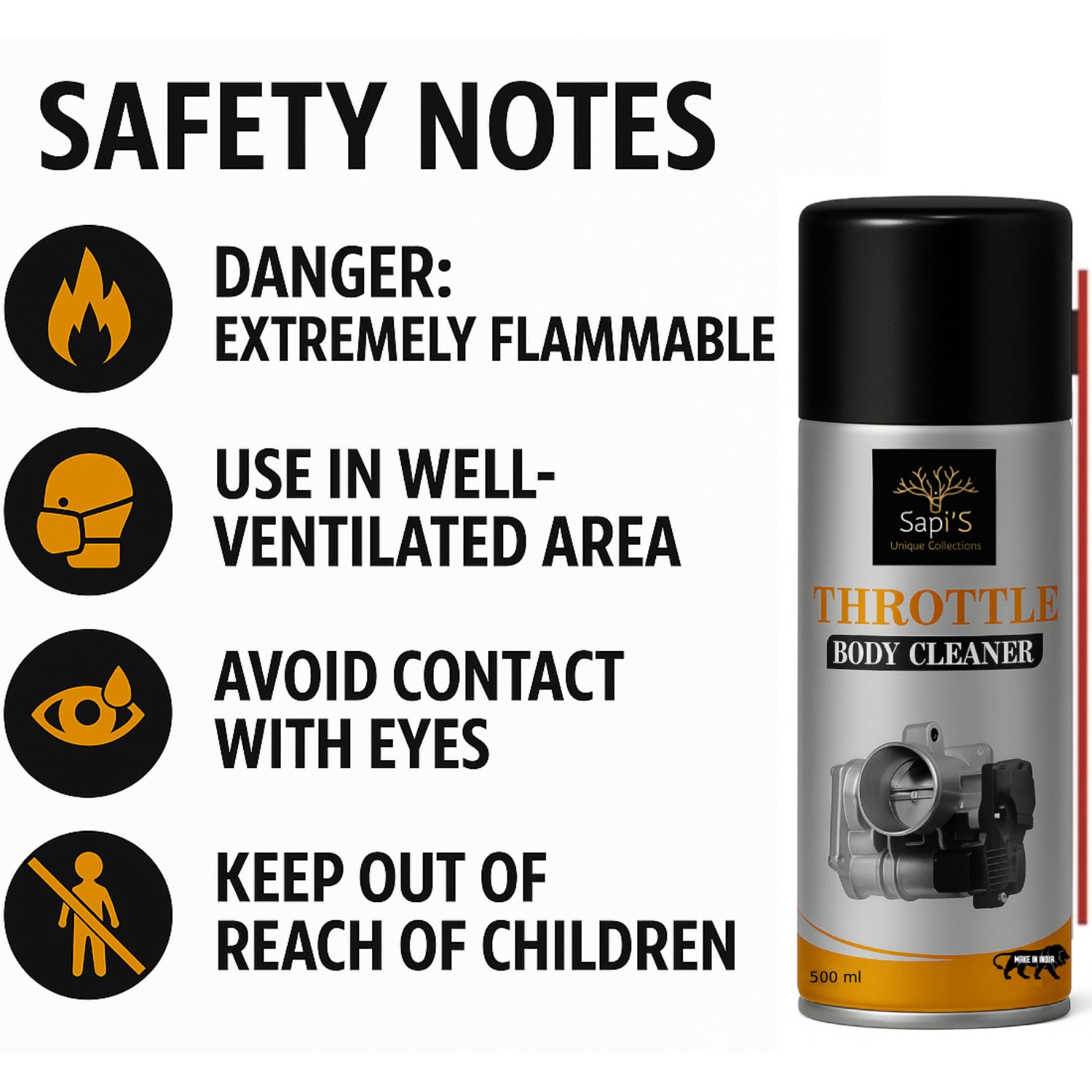 Sapi’S Throttle Body Cleaner Spray – Deep Engine Carbon Cleaner (500 ml) - Sapi'S Crafterina