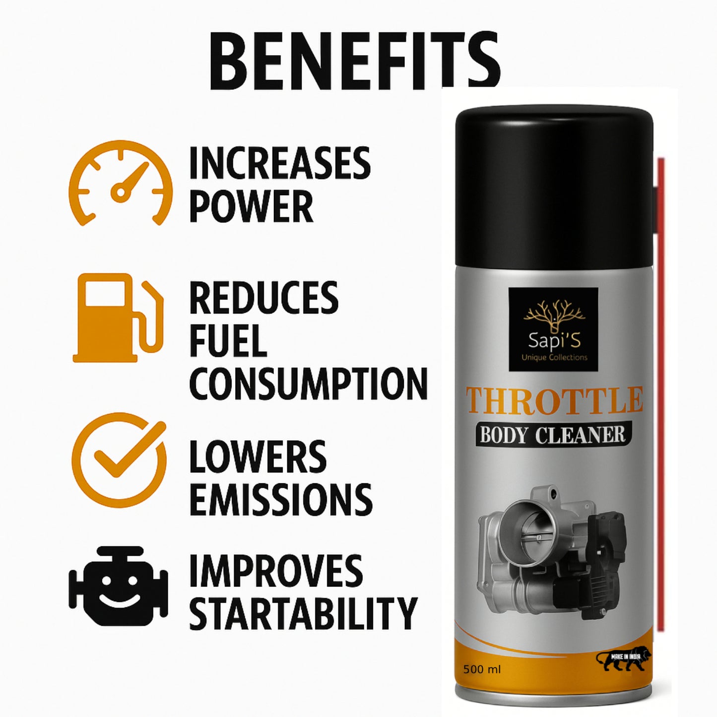 Sapi’S Throttle Body Cleaner Spray – Deep Engine Carbon Cleaner (500 ml) - Sapi'S Crafterina