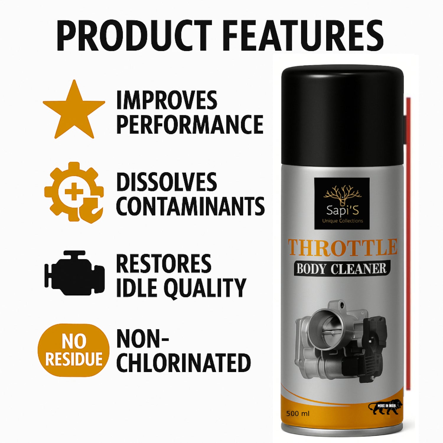 Sapi’S Throttle Body Cleaner Spray – Deep Engine Carbon Cleaner (500 ml) - Sapi'S Crafterina