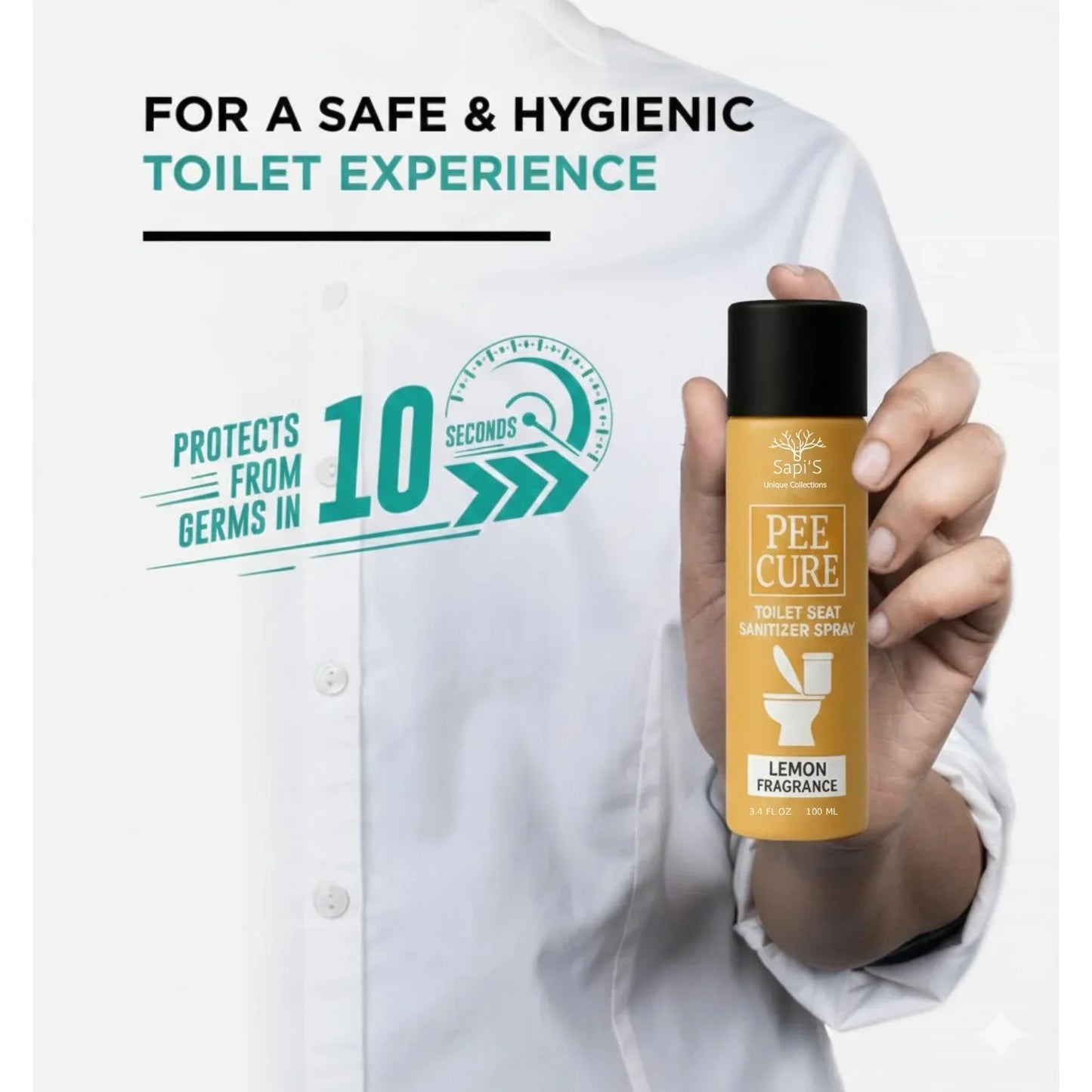 Sapi’S Pee Cure – Toilet Seat Sanitizer Spray | Lemon Fragrance | Kills 99.9% Germs - Sapi'S Crafterina