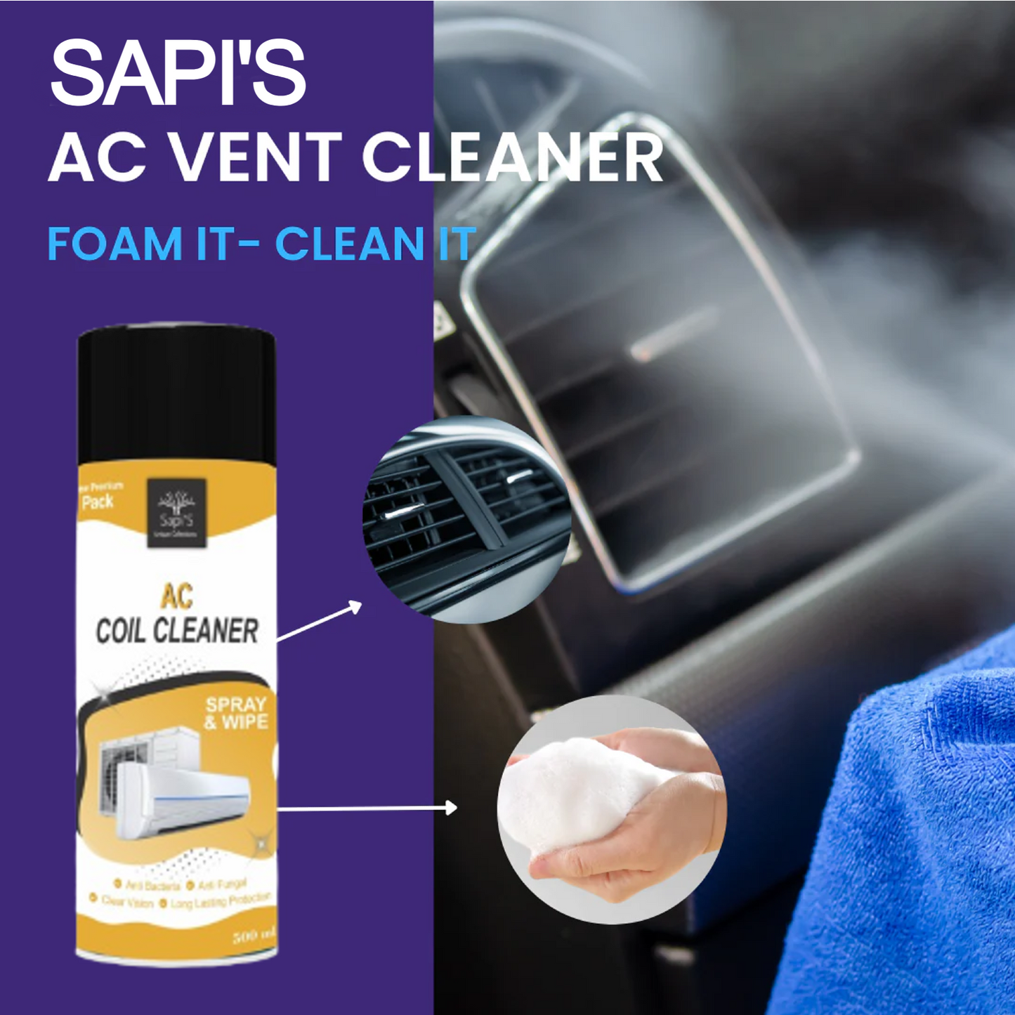 Sapi’s AC Coil Cleaner – 500ml | Deep Clean & Maintain Air Conditioner Efficiency - Sapi'S Crafterina