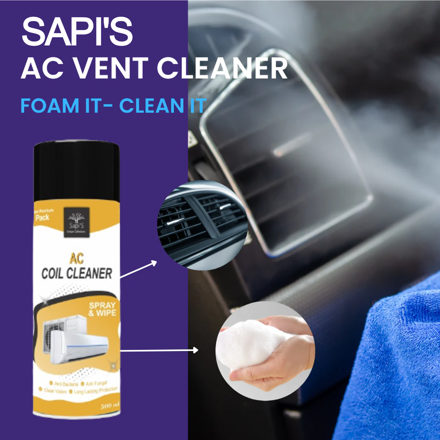 Sapi’s AC Coil Cleaner – 500ml | Deep Clean & Maintain Air Conditioner Efficiency - Sapi'S Crafterina