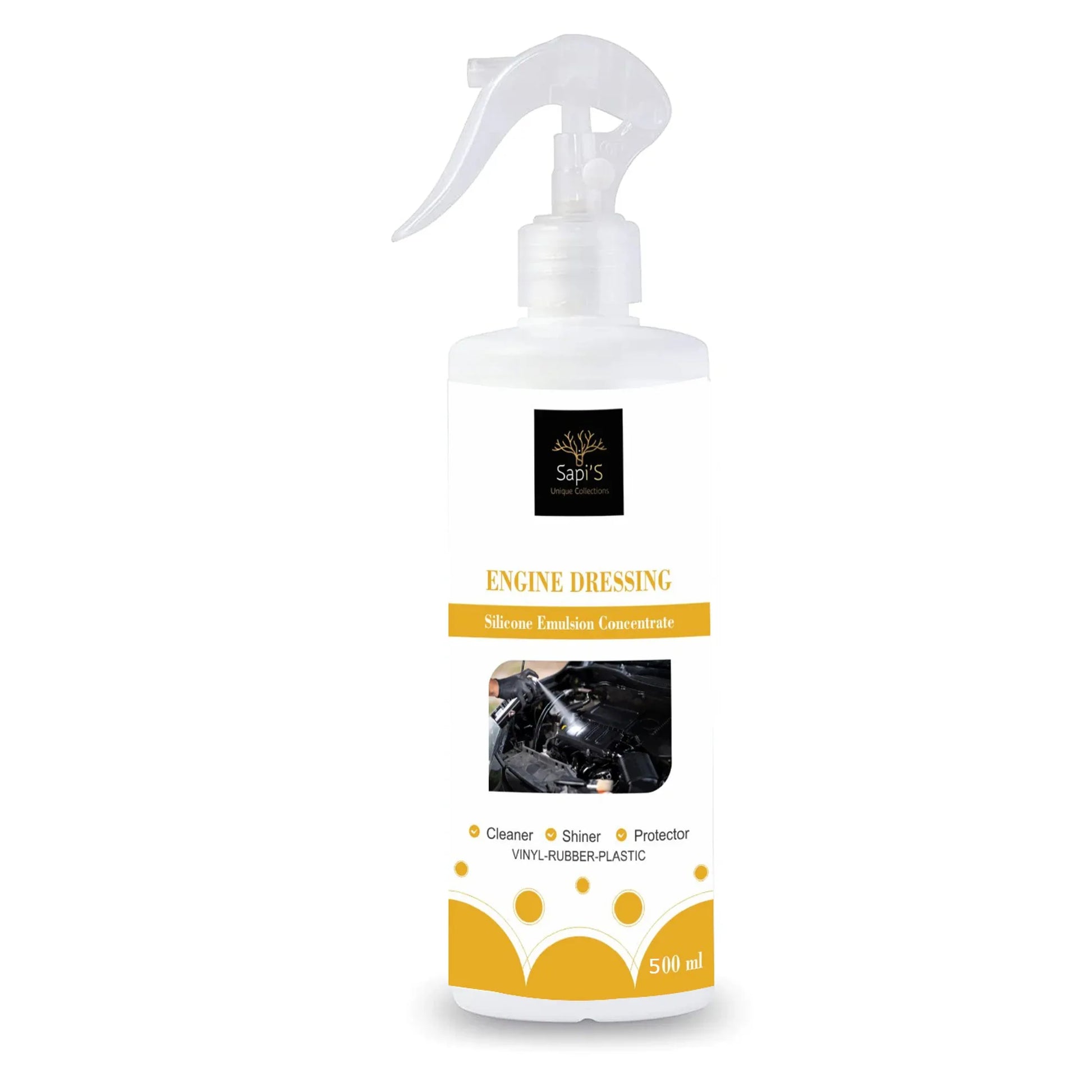 Sapi’S Engine Dressing – 500 ml | High-Gloss Silicone Emulsion for Engine Bay, Vinyl, Rubber & Plastic - Sapi'S Crafterina